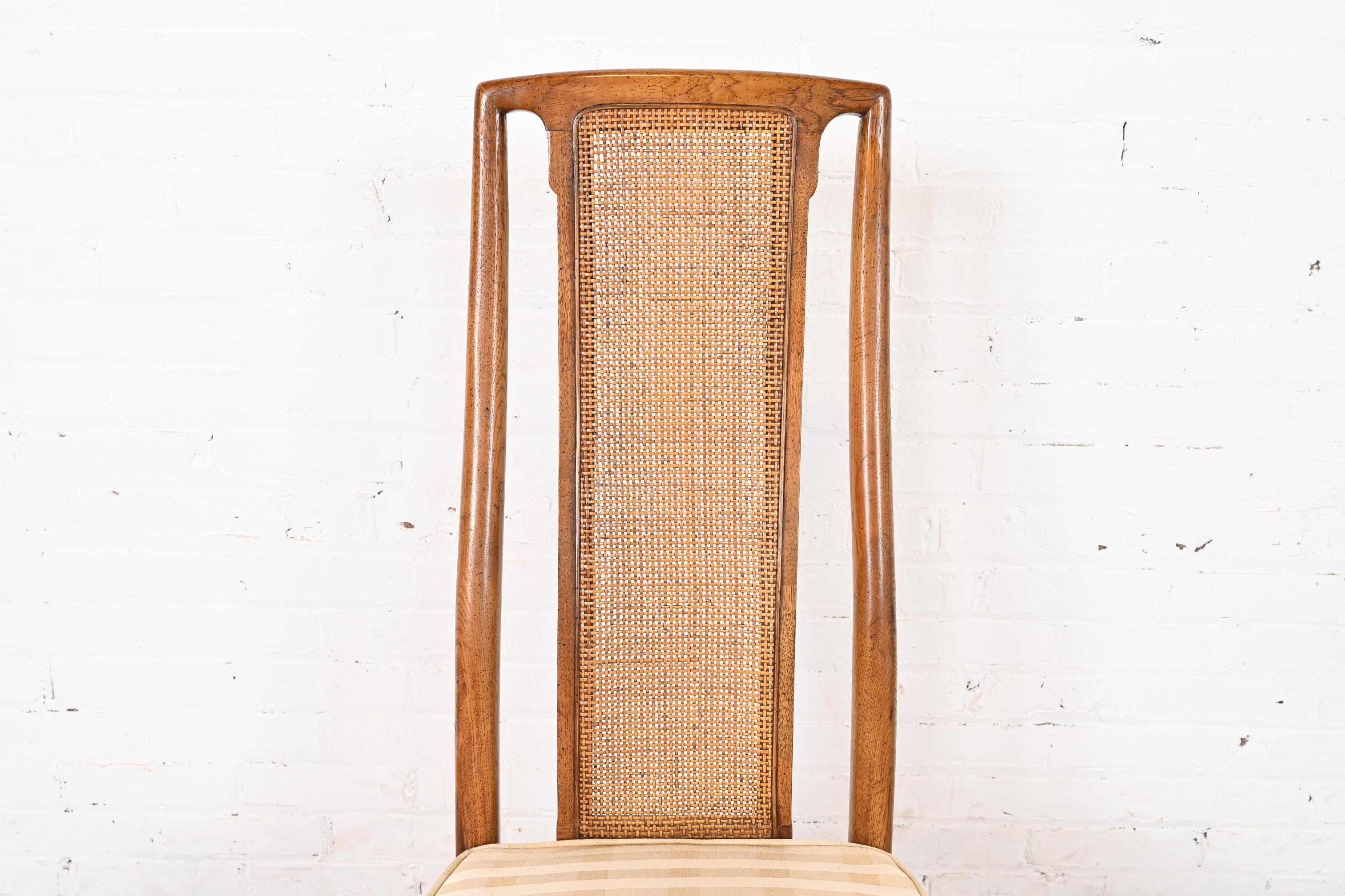 Drexel Heritage Mid-Century Modern Walnut and Cane Dining Chairs, Set of Six 5