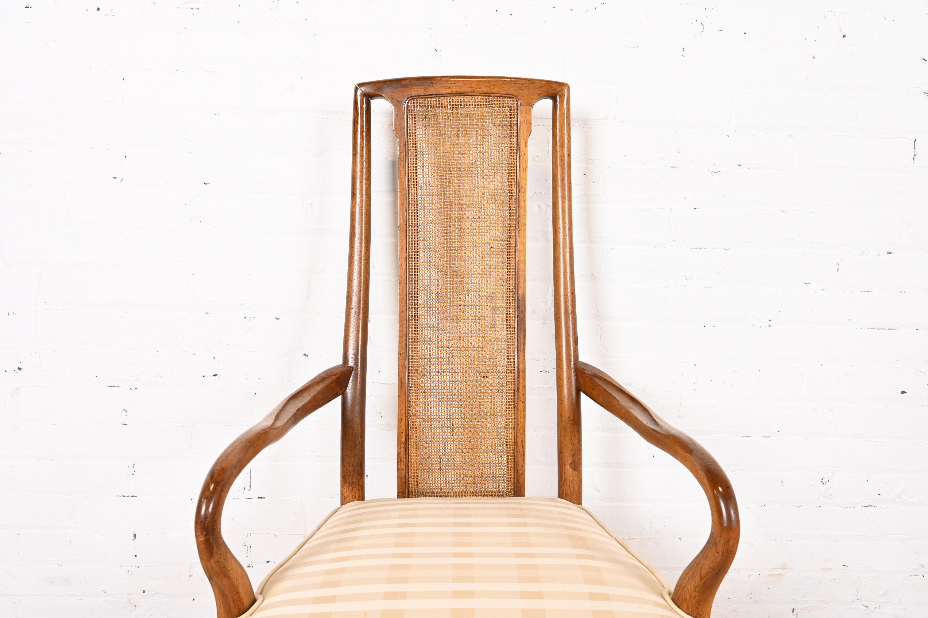 Drexel Heritage Mid-Century Modern Walnut and Cane Dining Chairs, Set of Six 7