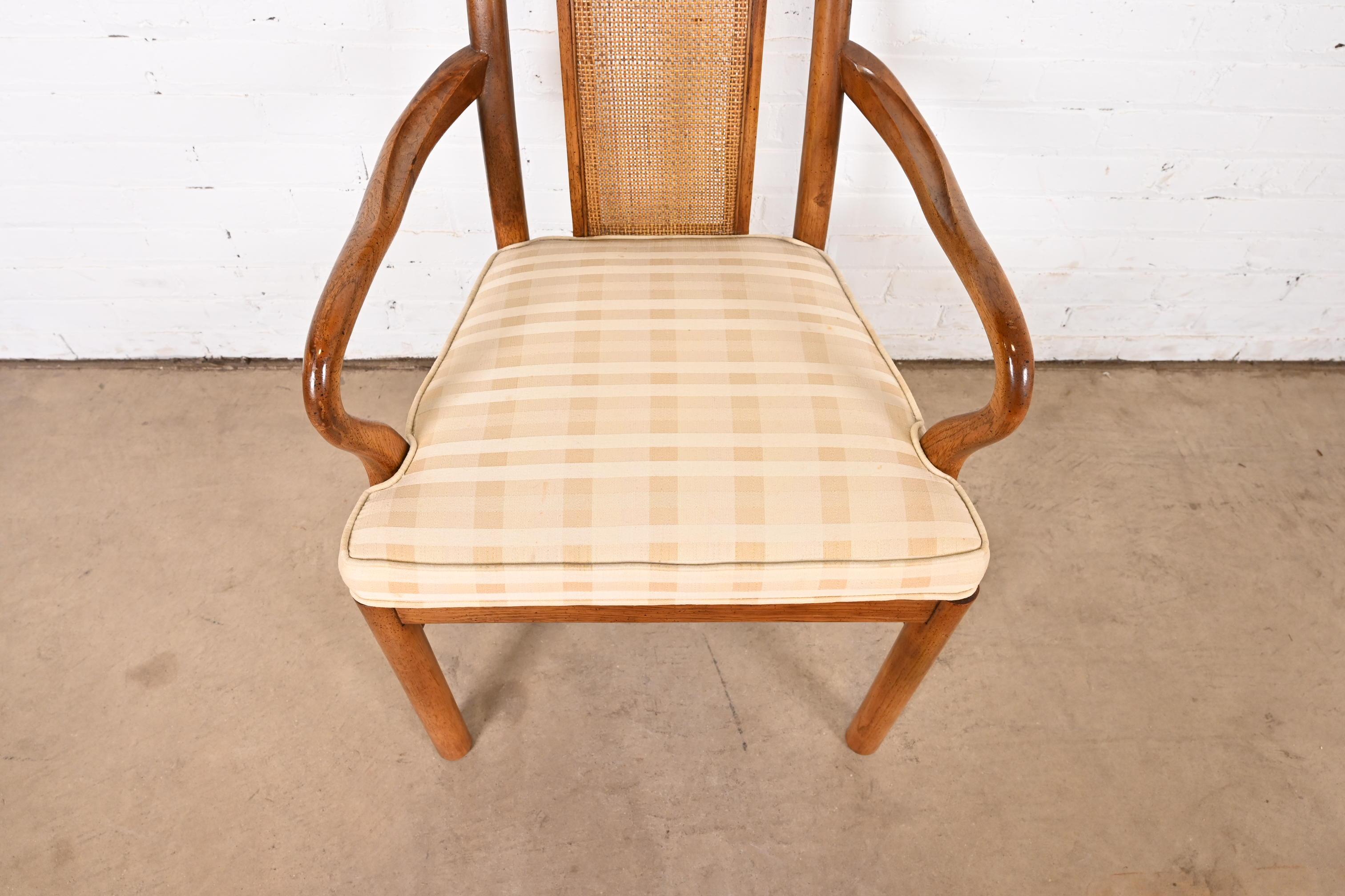 Drexel Heritage Mid-Century Modern Walnut and Cane Dining Chairs, Set of Six 8