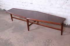 Drexel Heritage Mid-Century Modern Walnut Boat-Shaped Coffee Table, 1961