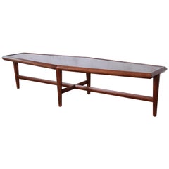 Drexel Heritage Mid-Century Modern Walnut Boat-Shaped Coffee Table, 1961