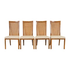Drexel Heritage Mid-Century Modern Walnut High Back Dining Chairs, Set of Four