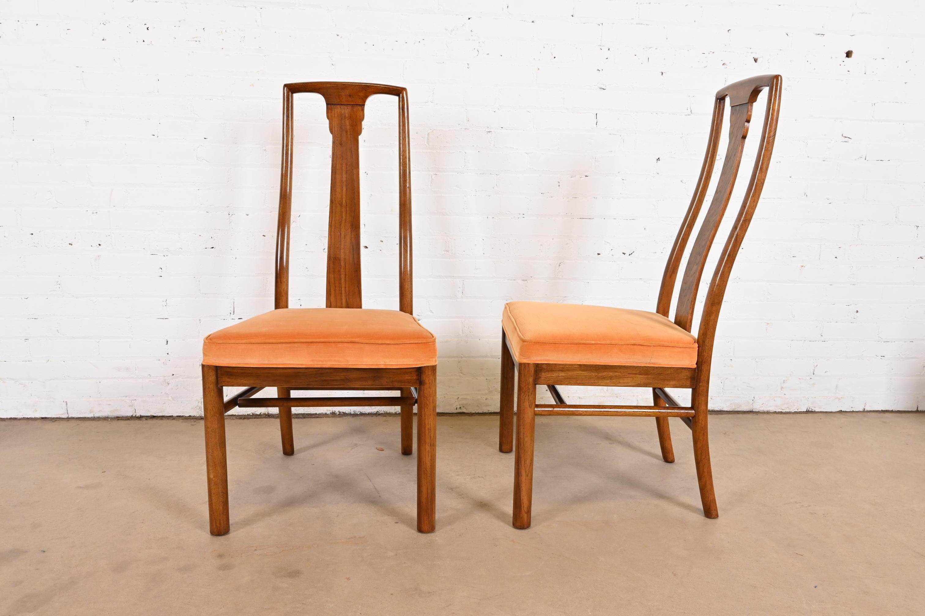 Drexel Heritage Mid-Century Modern Walnut High Back Dining Chairs, Set of Six 2