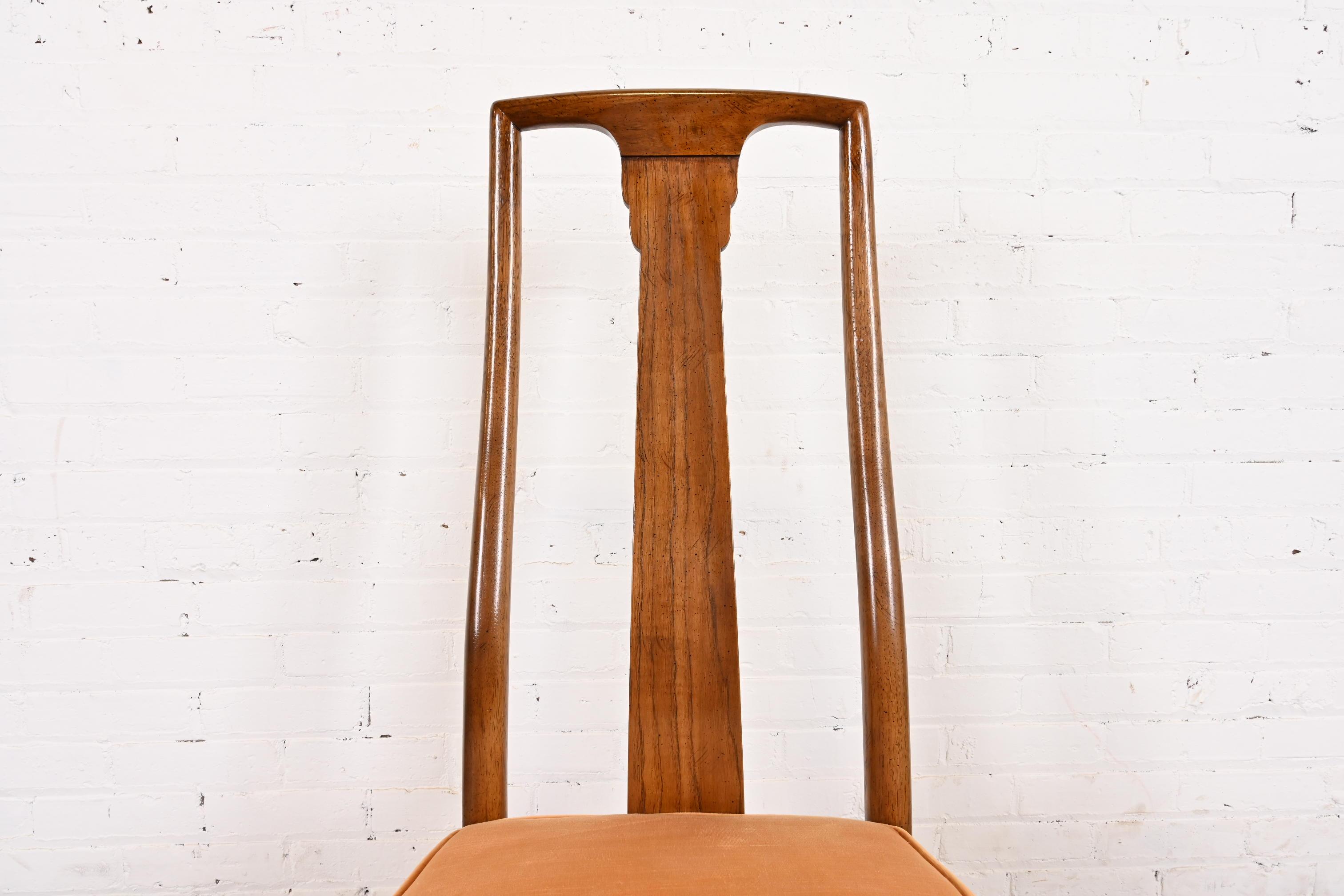 Drexel Heritage Mid-Century Modern Walnut High Back Dining Chairs, Set of Six 3