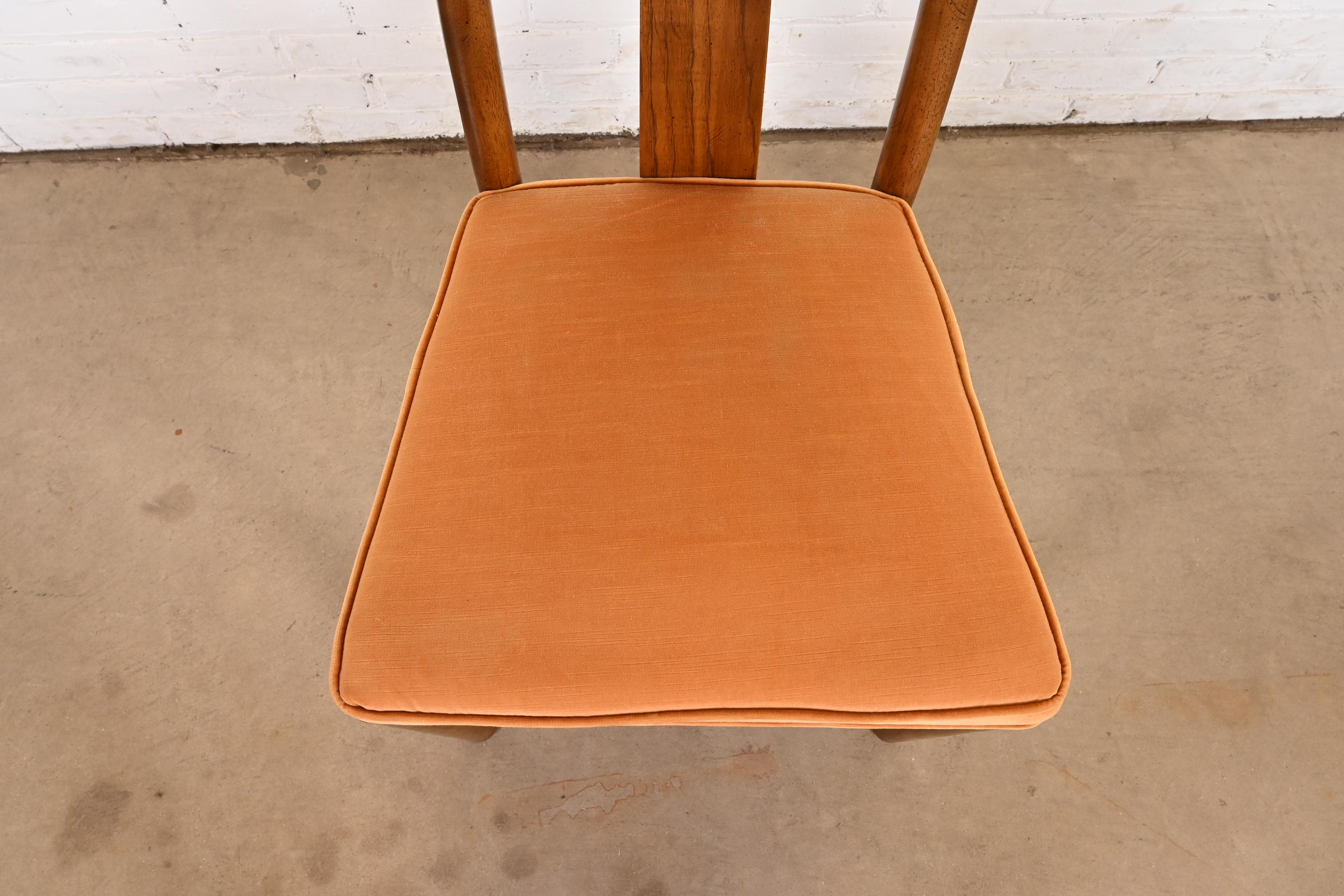 Drexel Heritage Mid-Century Modern Walnut High Back Dining Chairs, Set of Six 4