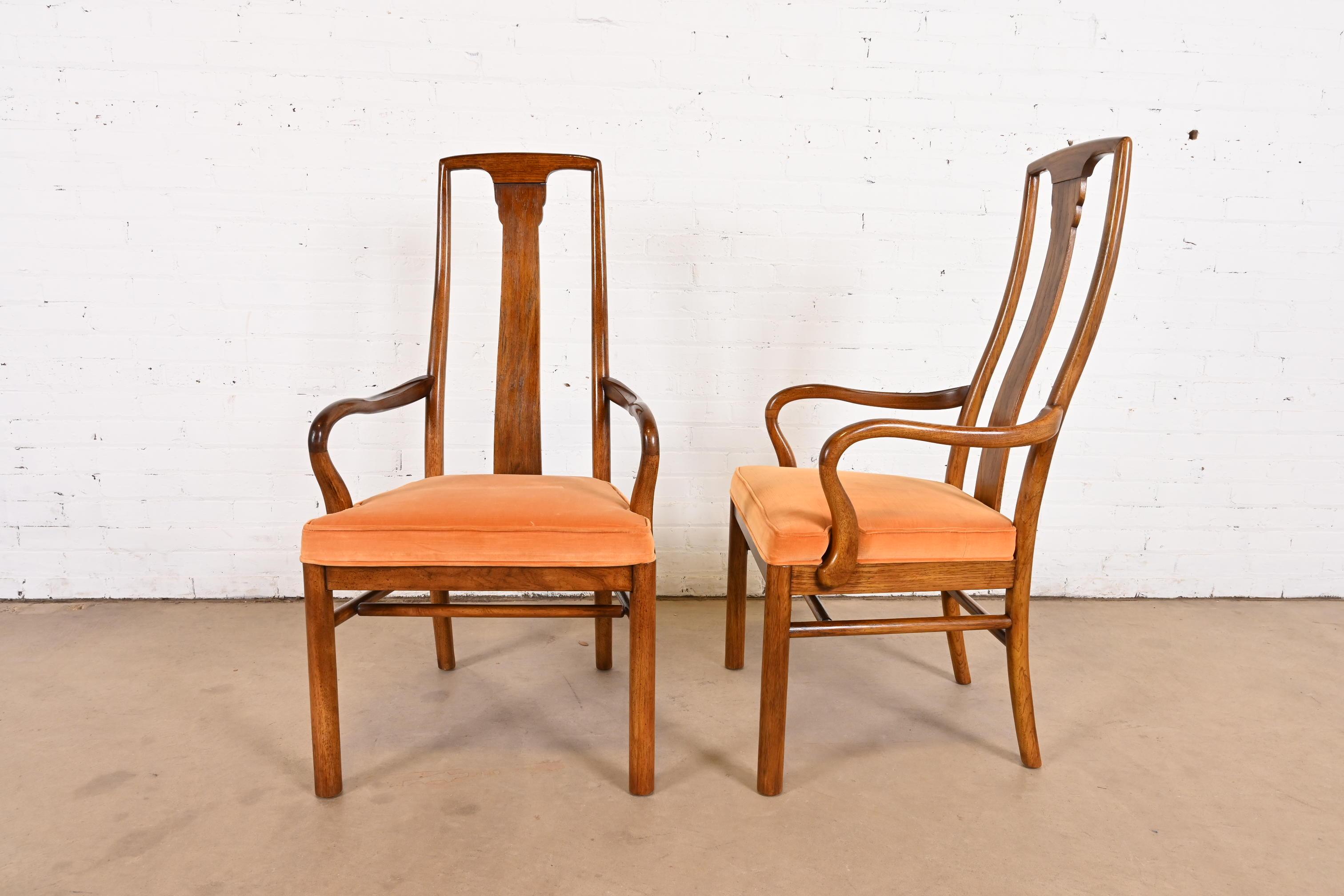 Drexel Heritage Mid-Century Modern Walnut High Back Dining Chairs, Set of Six 5