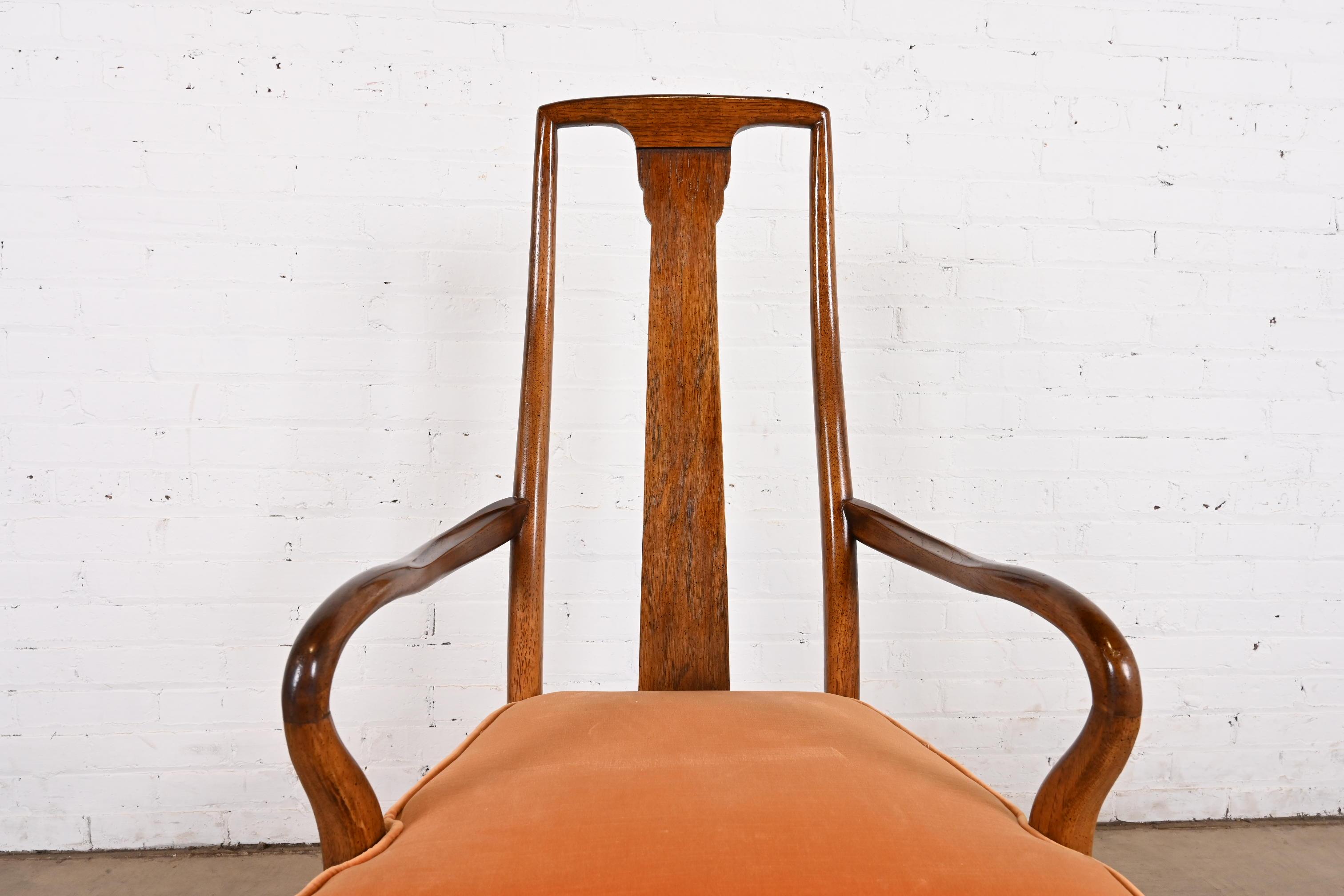 Drexel Heritage Mid-Century Modern Walnut High Back Dining Chairs, Set of Six 6