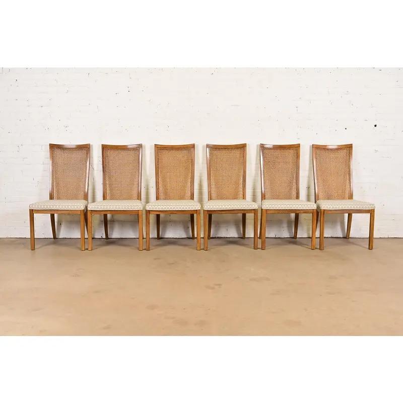 Mid-Century moderno Drexel Heritage - Sedie da pranzo con schienale alto in noce, set da sei in vendita