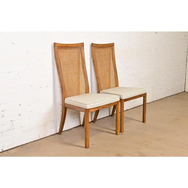 Drexel Heritage Chaises d'appoint ou chaises de salle à manger en noyer, modernes du milieu du siècle, paire Bon état - En vente à South Bend, IN