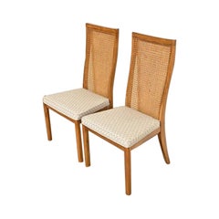 Drexel Heritage Mid-Century Modern Walnut Side Chairs or Dining Chairs, Pair