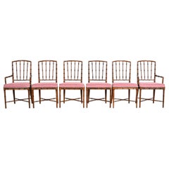 Drexel Heritage Midcentury Hollywood Regency Bamboo Form Dining Chairs, 1970s