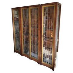 Drexel Heritage Midcentury Leaded Glass Display Cabinet