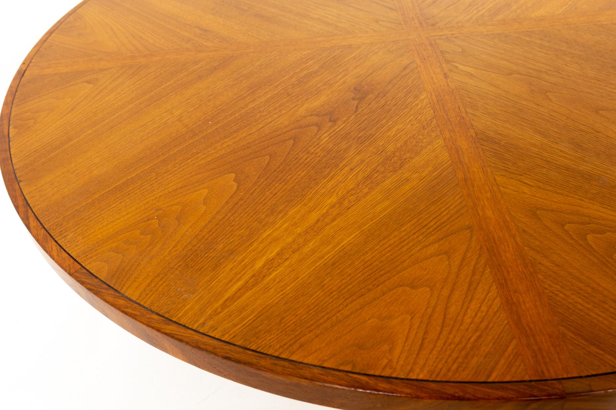 American Drexel Heritage Mid Century Walnut and Brass Round Coffee Table