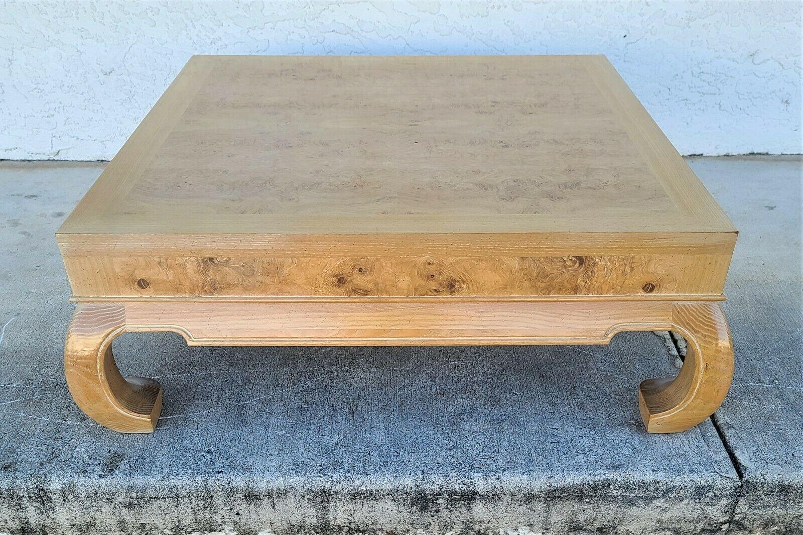 Drexel Heritage Ming Asian Olive Burl Coffee Table In Good Condition In Lake Worth, FL