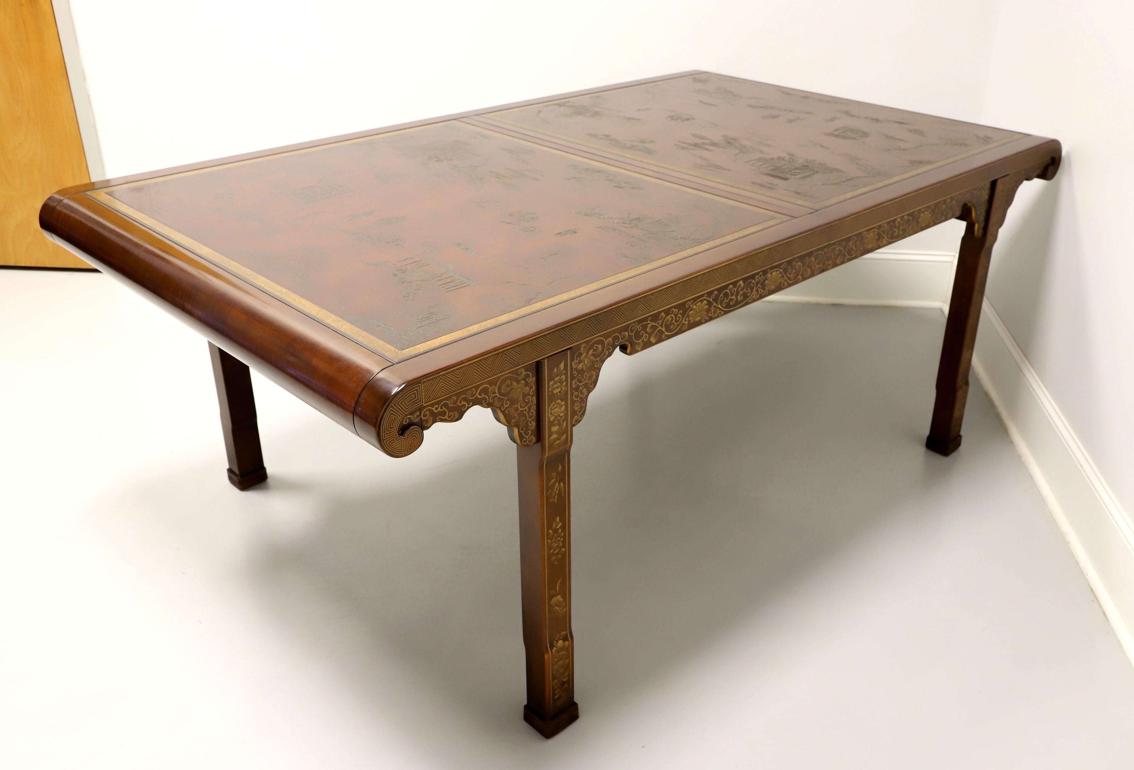 Inlay DREXEL HERITAGE Ming Treasures Mahogany Carved Chinoiserie Dining Table For Sale