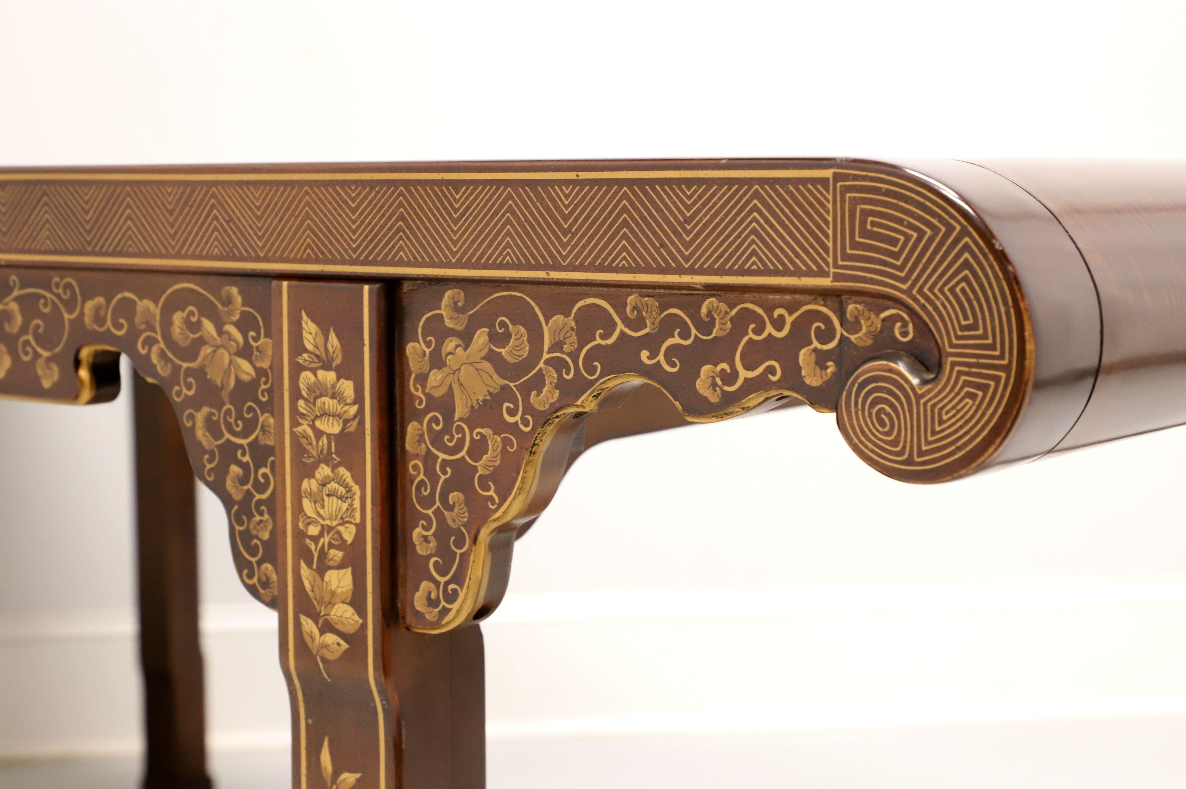 DREXEL HERITAGE Ming Treasures Mahogany Carved Chinoiserie Dining Table In Good Condition For Sale In Charlotte, NC