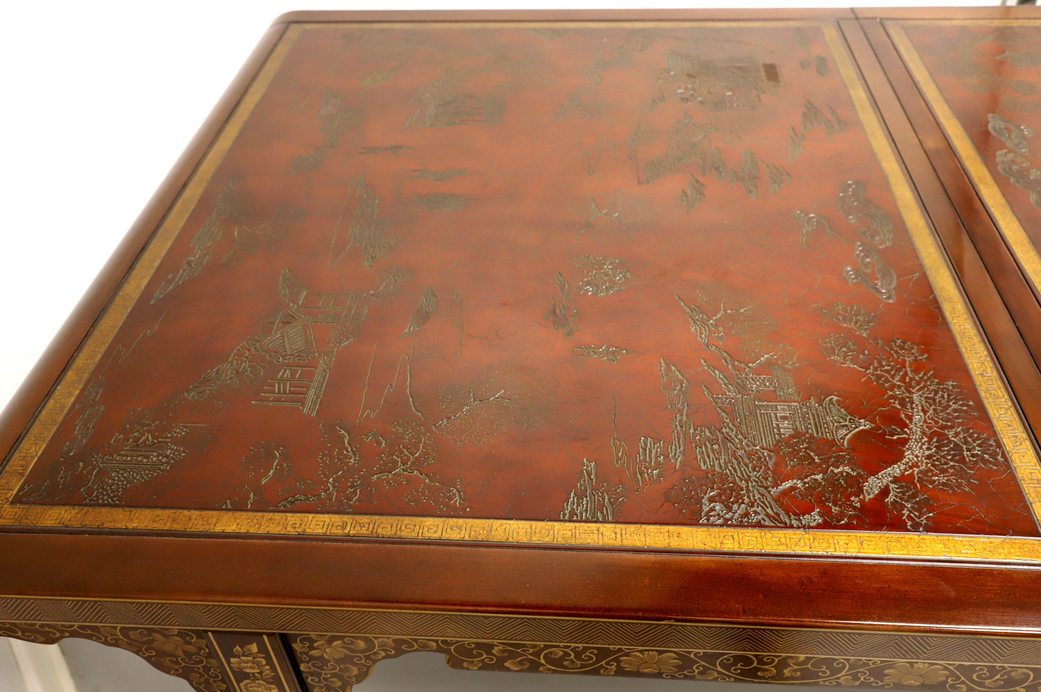 DREXEL HERITAGE Ming Treasures Mahogany Carved Chinoiserie Dining Table For Sale 1