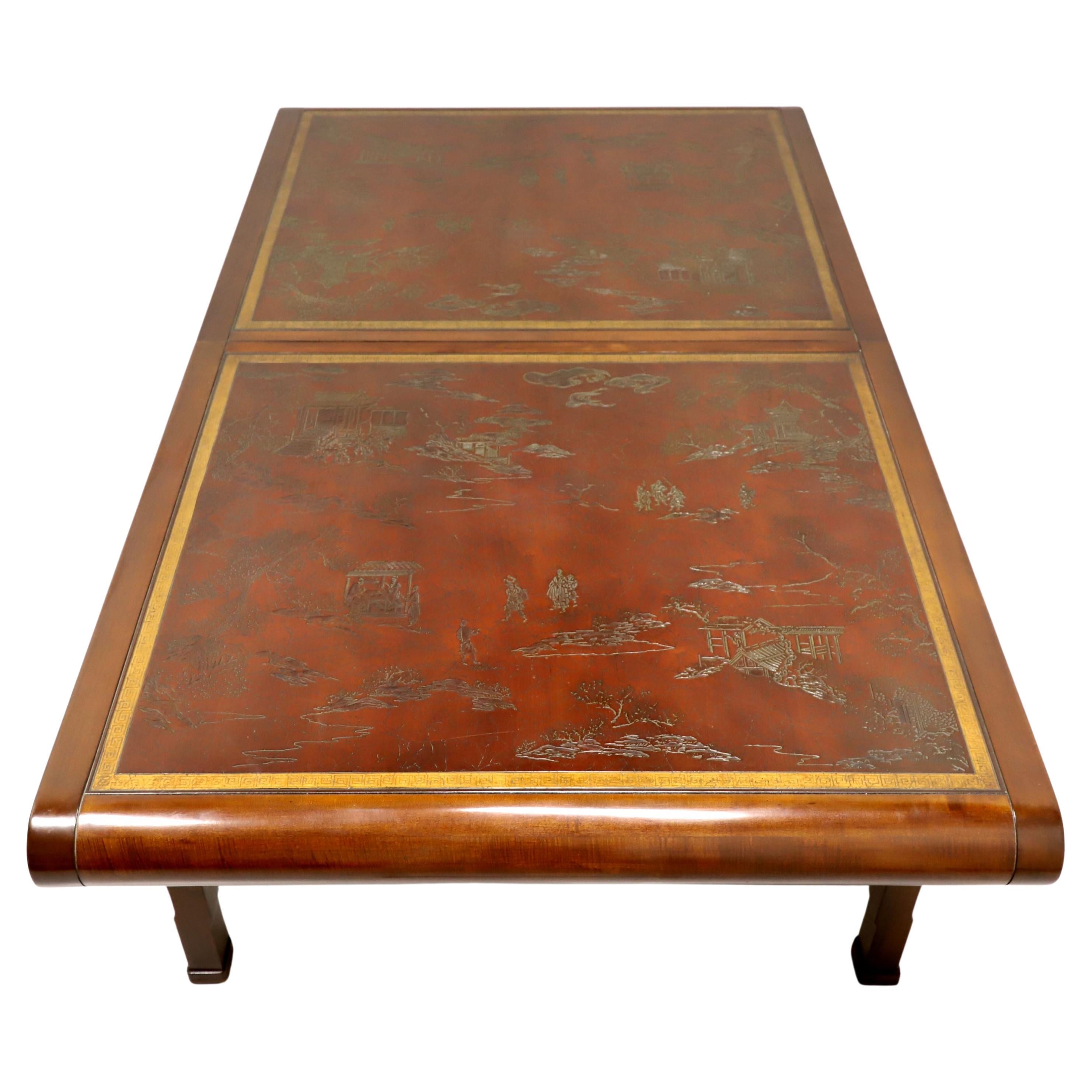 DREXEL HERITAGE Ming Treasures Mahogany Carved Chinoiserie Dining Table For Sale