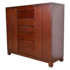 Drexel Heritage Modern Cherry Wood Gentleman's Chest With Flip Up Mirror