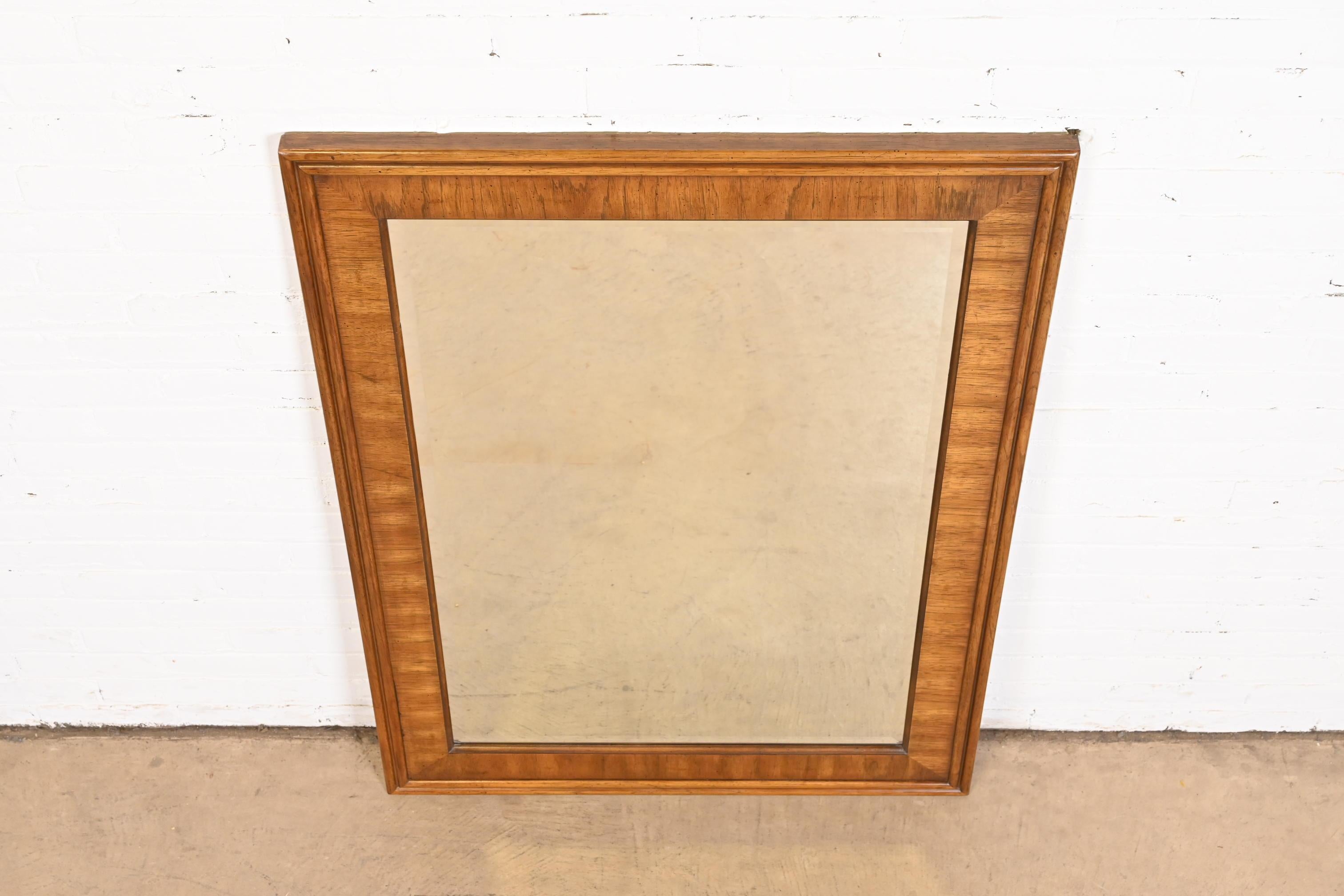 Drexel Heritage Modern Large Walnut Framed Beveled Mirror For Sale 2