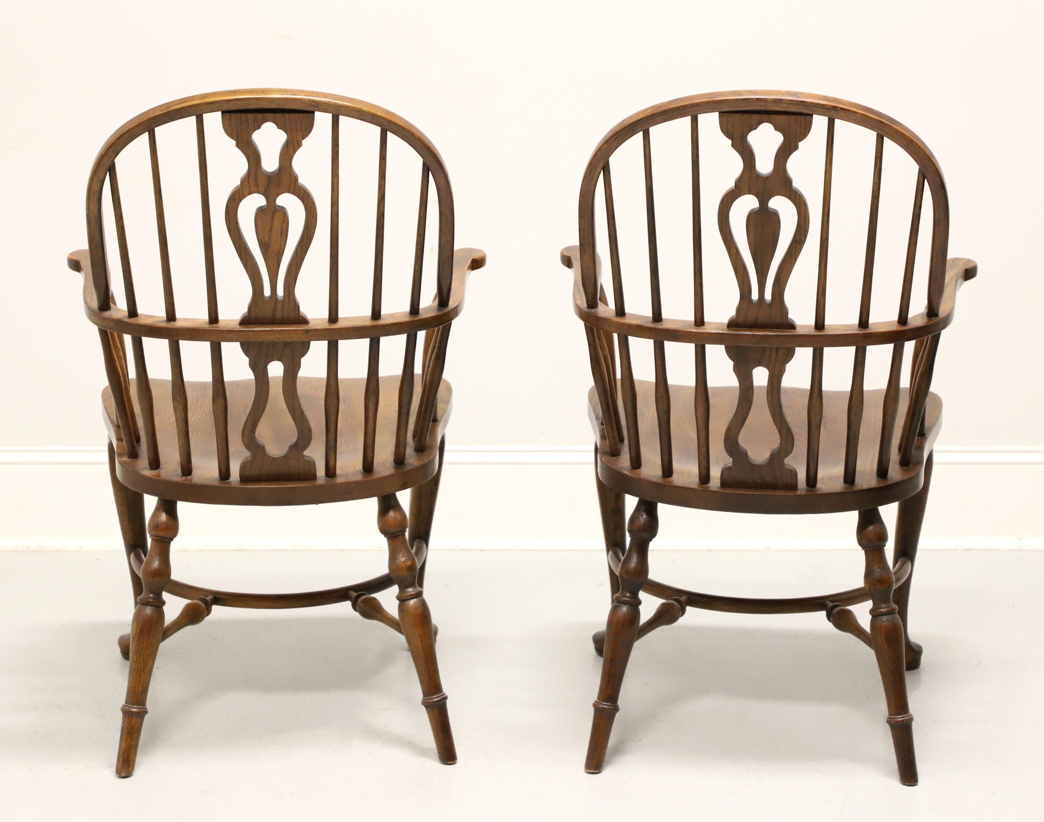 DREXEL HERITAGE Oak Windsor Dining Armchairs - Pair In Good Condition In Charlotte, NC