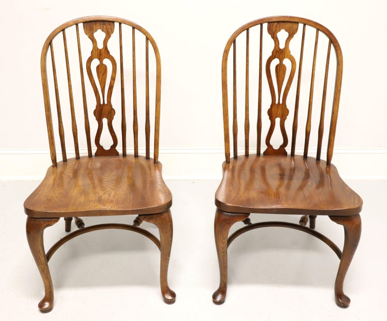 DREXEL HERITAGE Oak Windsor Dining Side Chairs Pair A For Sale at 1stDibs