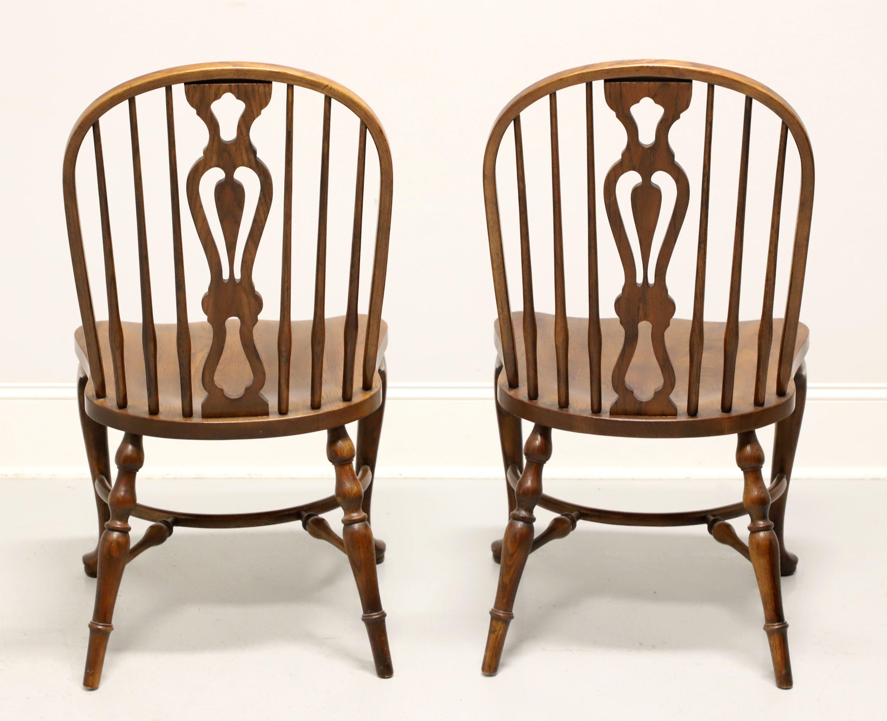 American Colonial DREXEL HERITAGE Oak Windsor Dining Side Chairs - Pair B