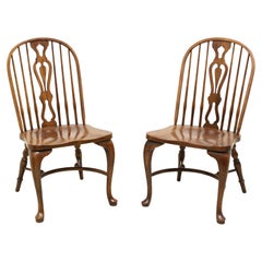 DREXEL HERITAGE Oak Windsor Dining Side Chairs - Pair B
