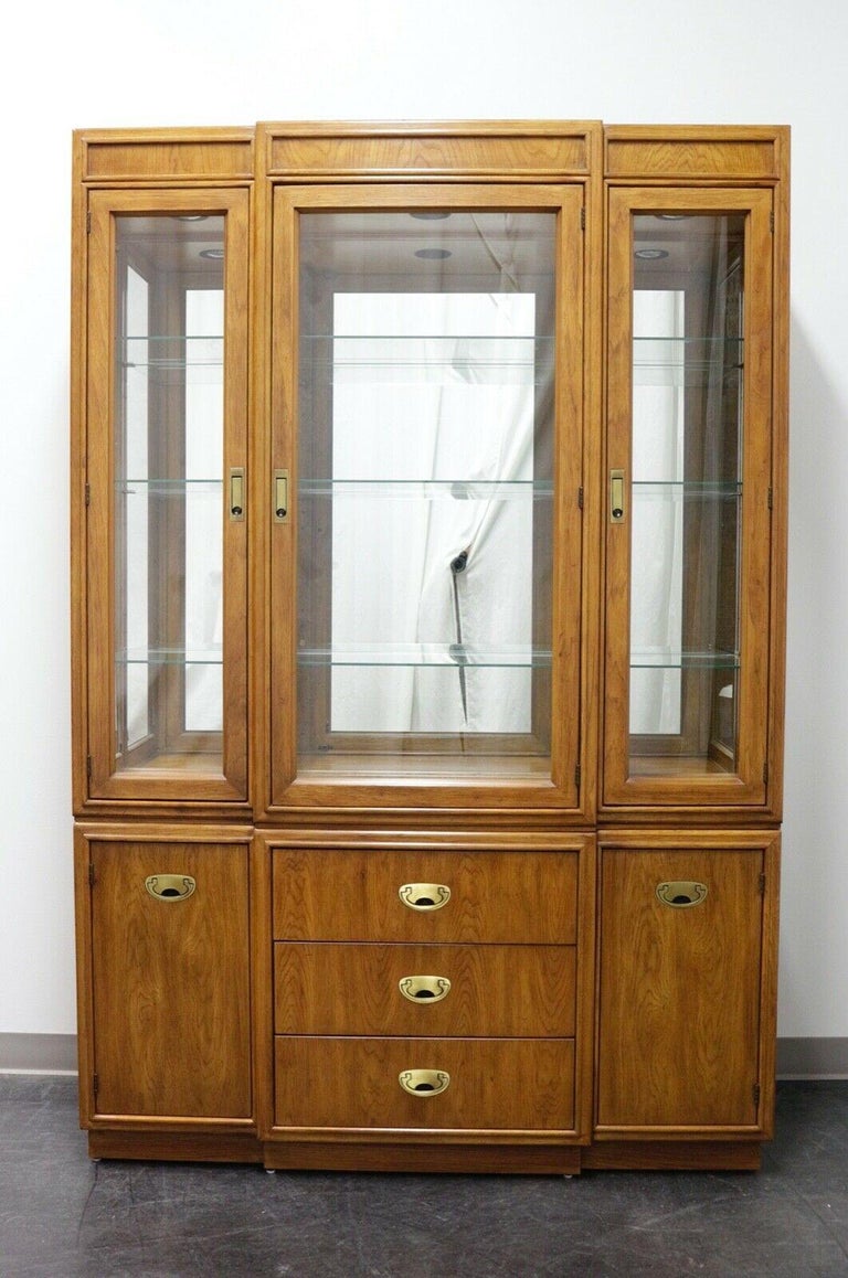 DREXEL Heritage Passage Campaign Style China Cabinet at 1stDibs