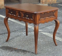 Drexel Heritage Provincial Style Mahogany and Tooled Leather Inset Vanity Table