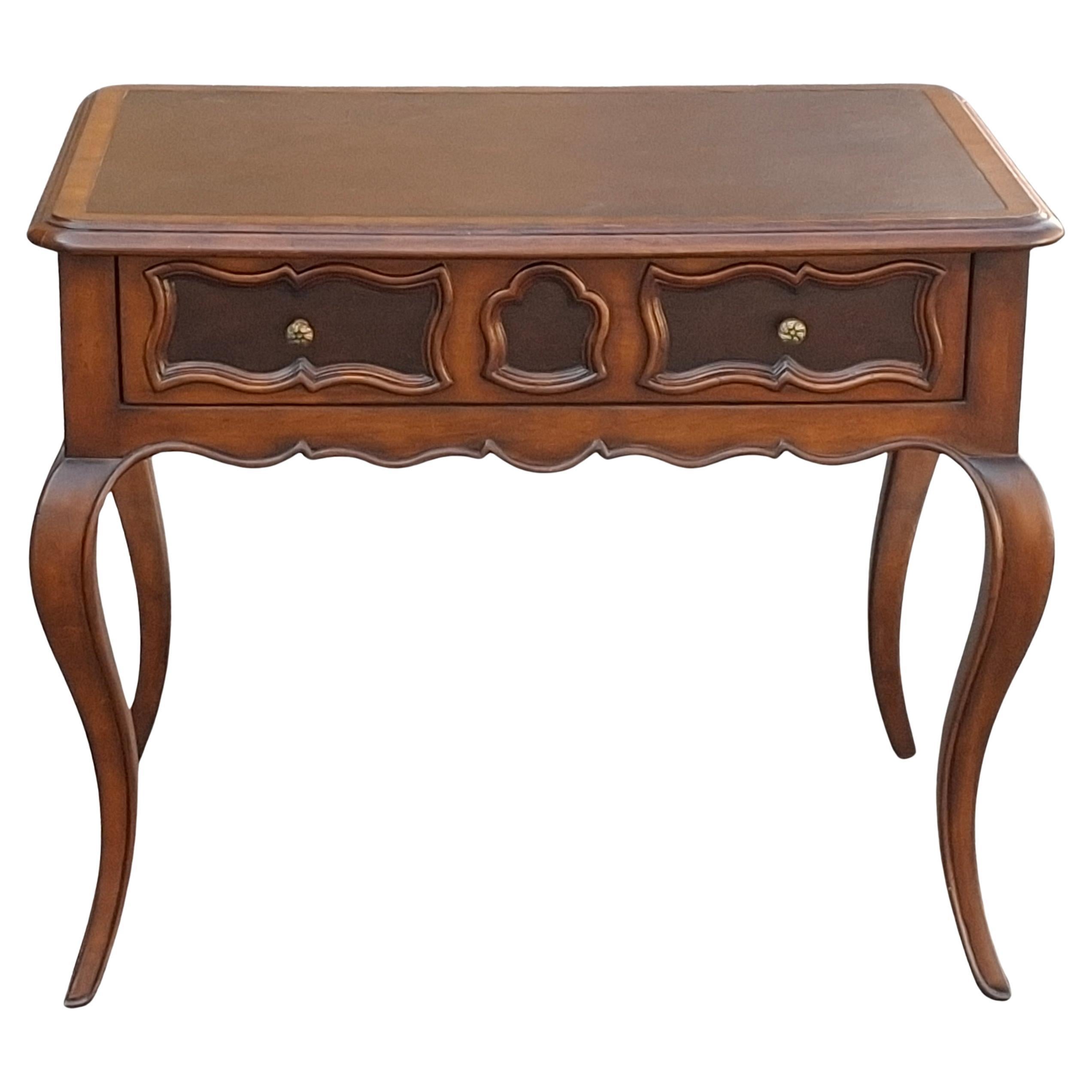 Drexel Heritage Provincial Style Mahogany and Tooled Leather Inset Vanity Table