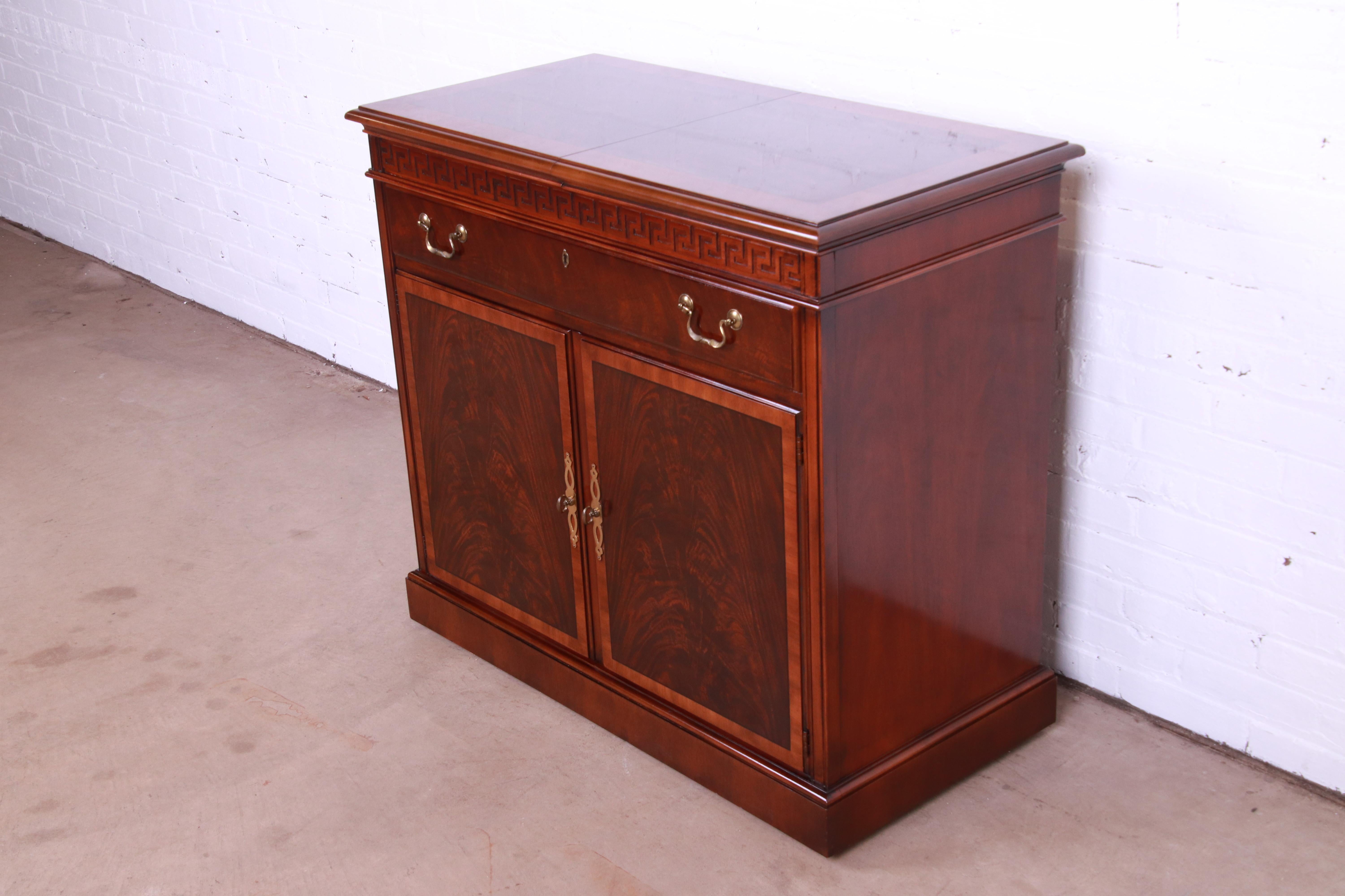 American Drexel Heritage Regency Banded Mahogany Server or Bar Cabinet