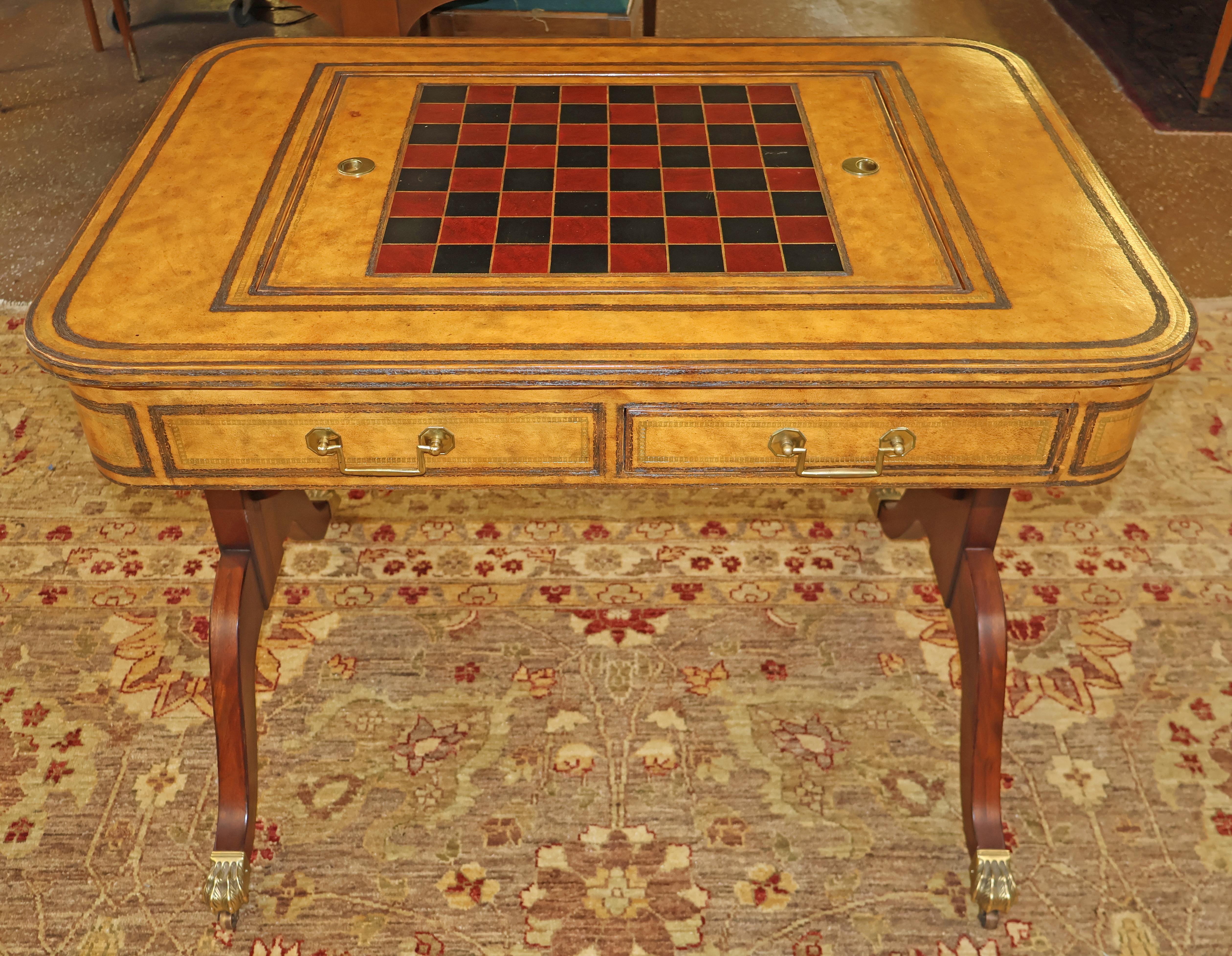 ​Drexel Heritage Regency Style Leather And Mahogany Game Table

Dimensions : 29