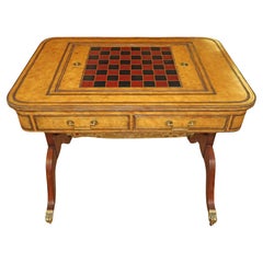 Antique Drexel Heritage Regency Style Leather And Mahogany Game Table