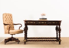 Drexel Heritage Regency Tufted Leather Executive Office Armchair
