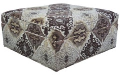 Drexel Heritage Square Geometric Upholstered D94 Rolling Ottoman