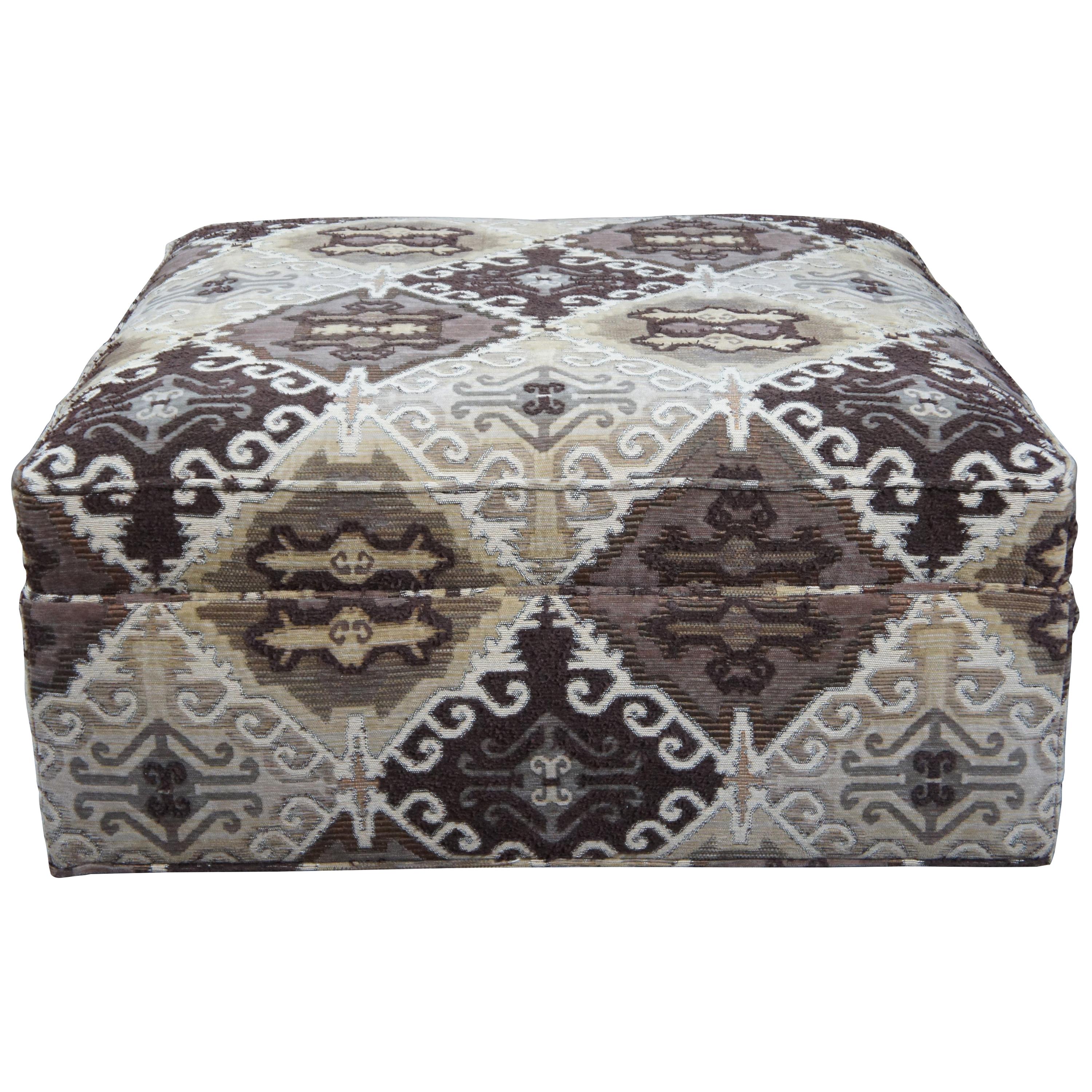 Drexel Heritage Square Geometric Upholstered D94 Rolling Ottoman