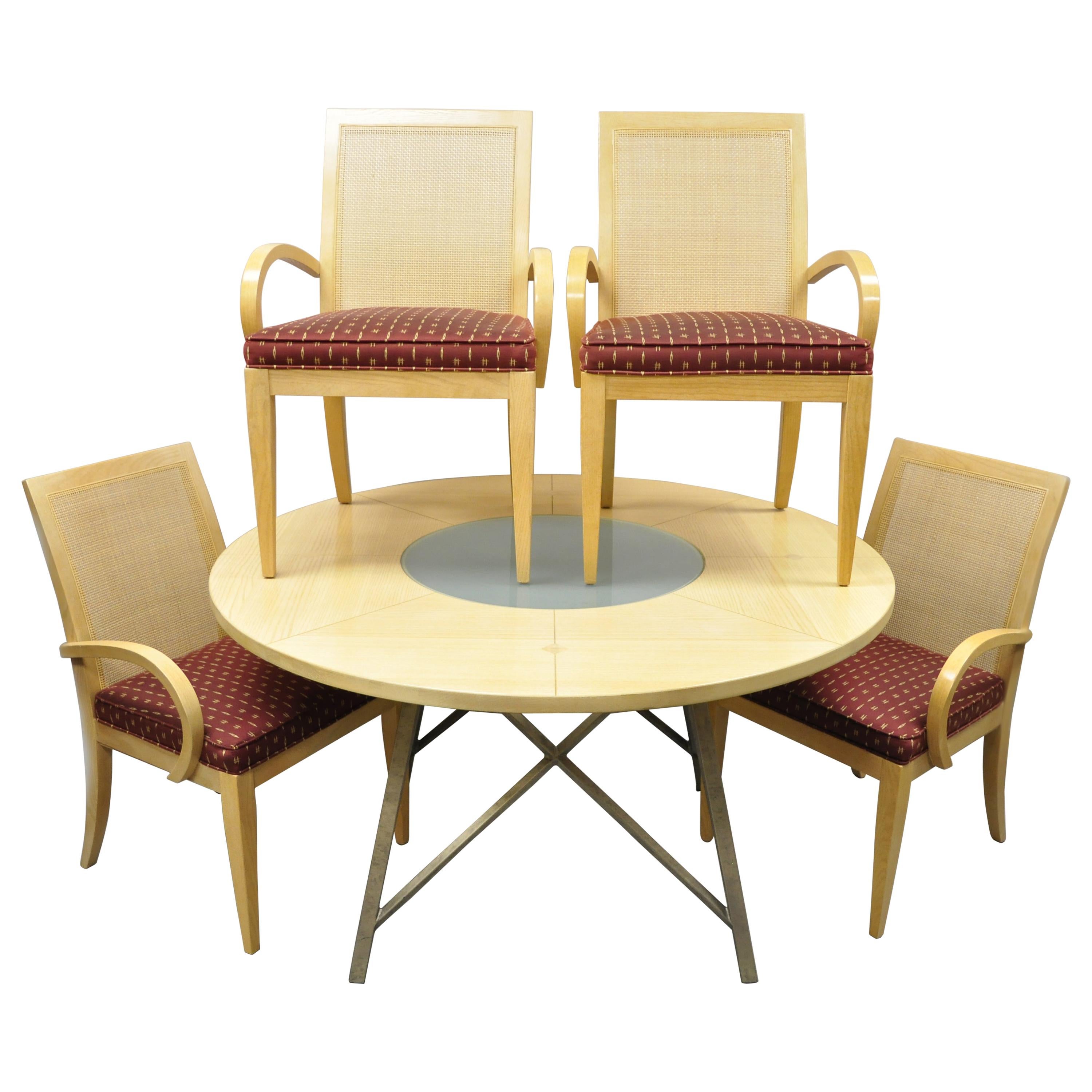 Drexel Heritage Studio Contemporary Modern Blonde Wood Dining Set Table 4 Chairs