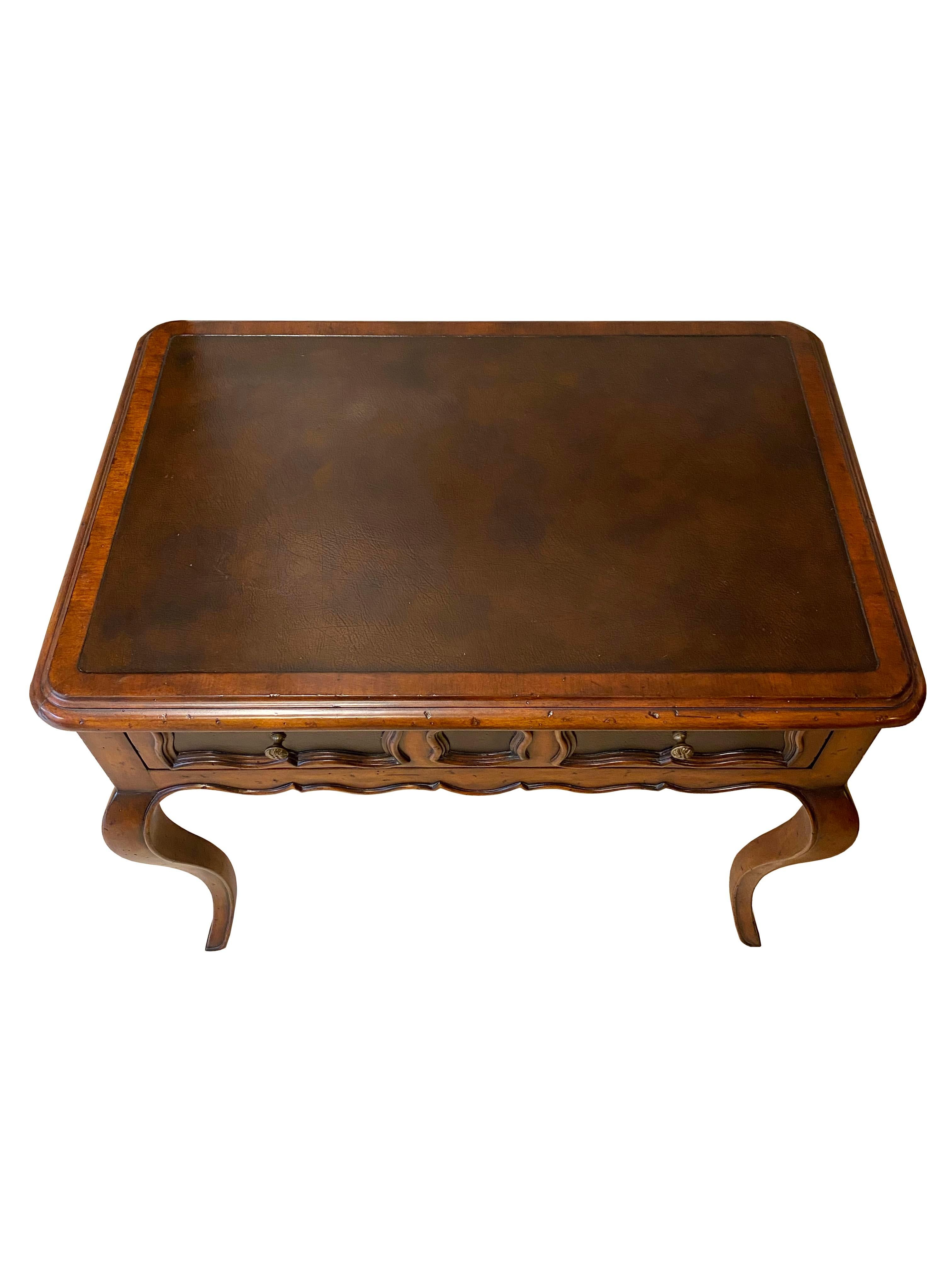 North American Drexel Heritage Table with Leather Inlay For Sale