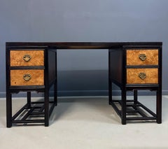 Drexel Heritage "Tai Ming" Burl and Mahogany Desk Mid Century
