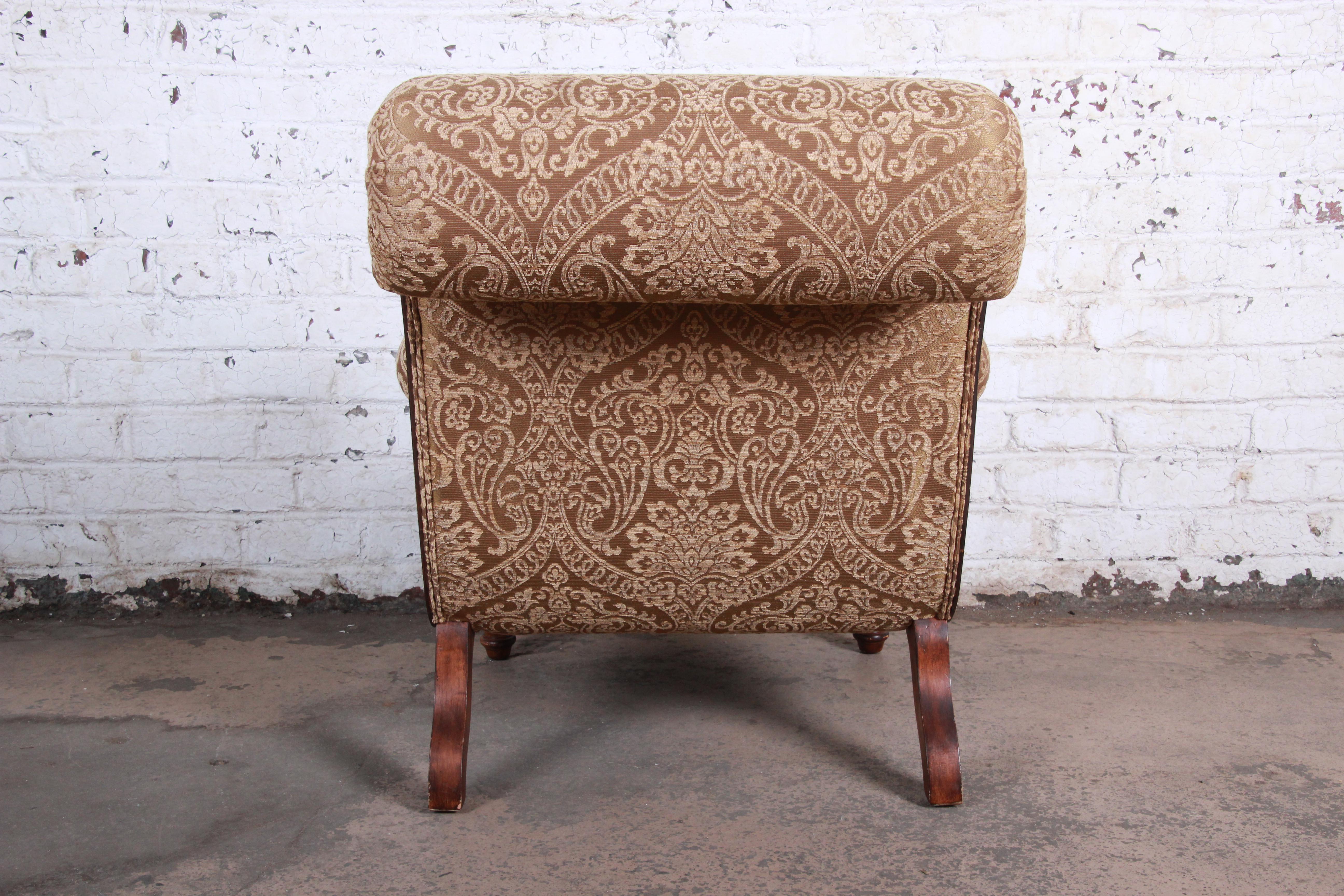 Upholstery Pair of Drexel Heritage Upholstered Lounge Chairs and Ottomans