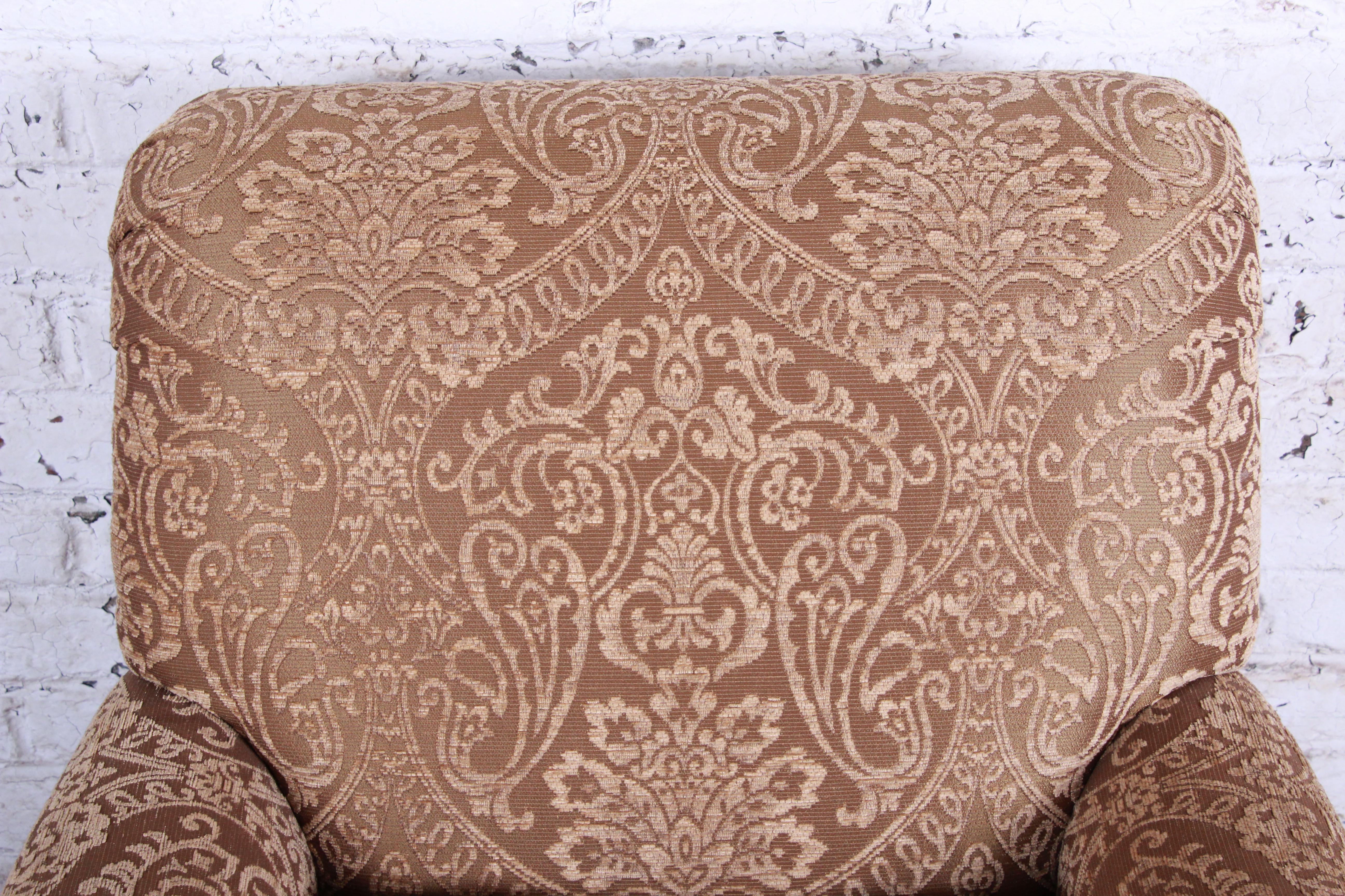 Pair of Drexel Heritage Upholstered Lounge Chairs and Ottomans 1