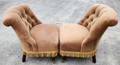 Drexel Heritage Velvet Suede Slipper Chairs Pair