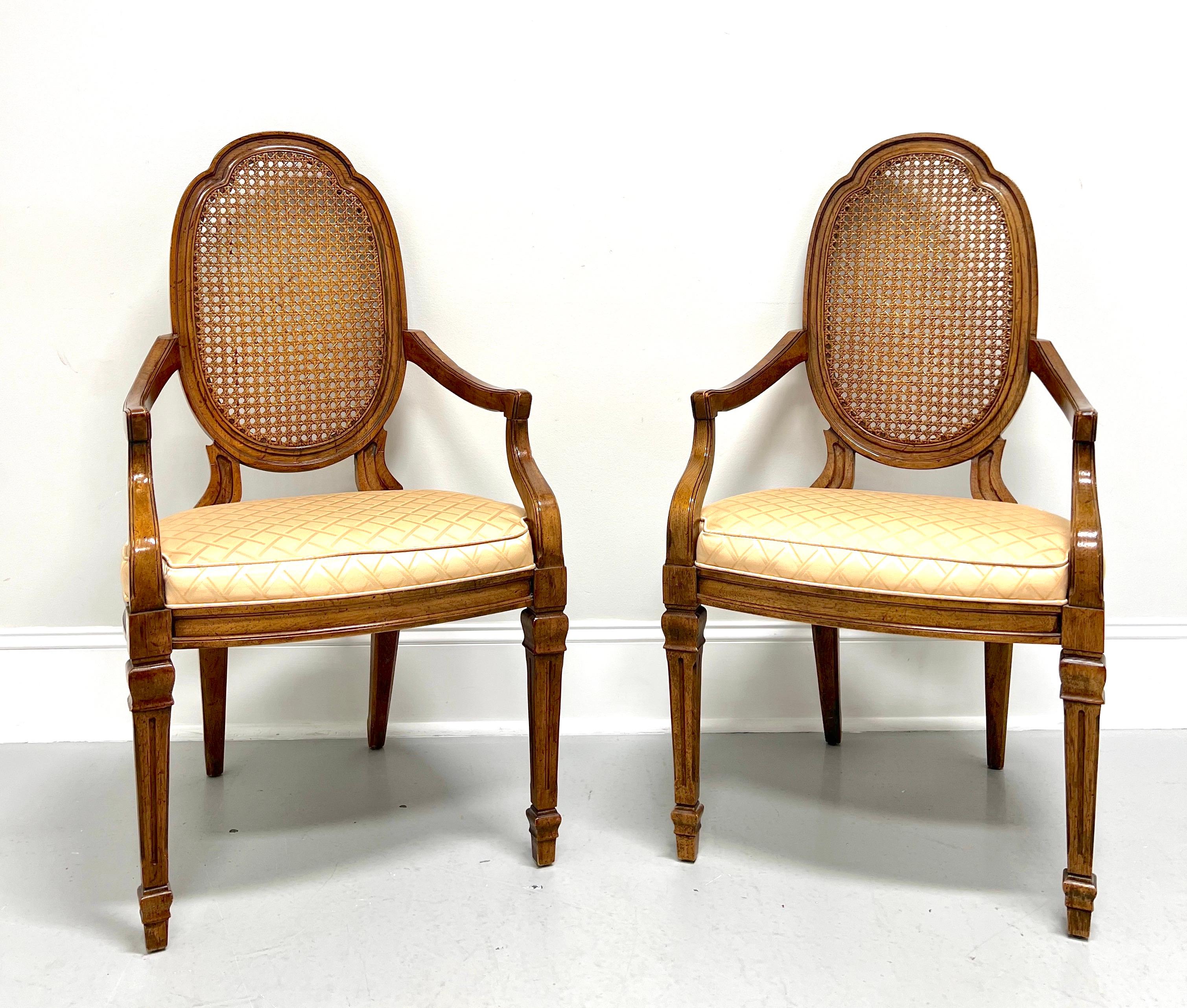 DREXEL HERITAGE Walnut & Cane French Louis XVI Dining Armchairs - Pair For Sale 5