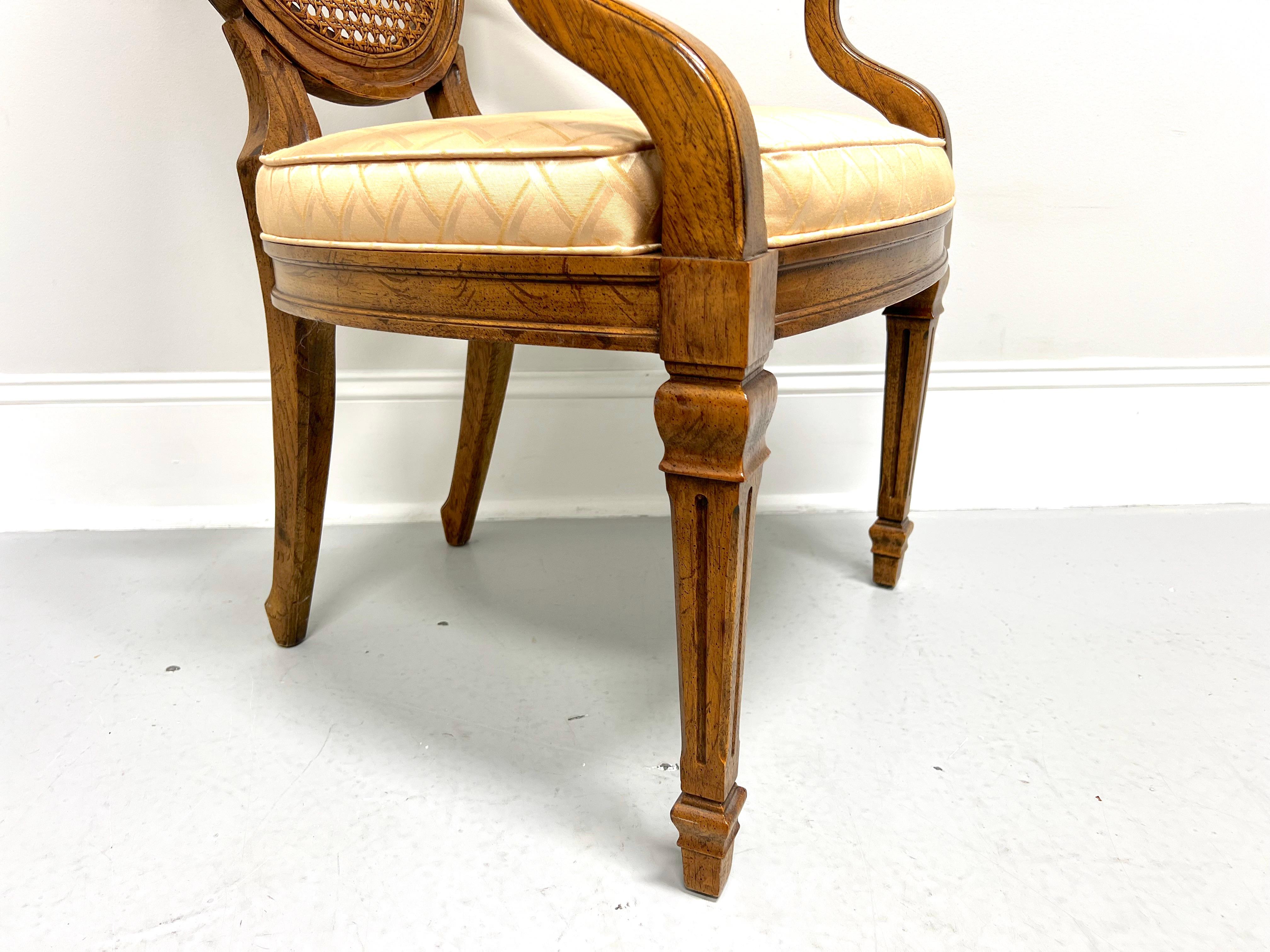 DREXEL HERITAGE Walnut & Cane French Louis XVI Dining Armchairs - Pair For Sale 2