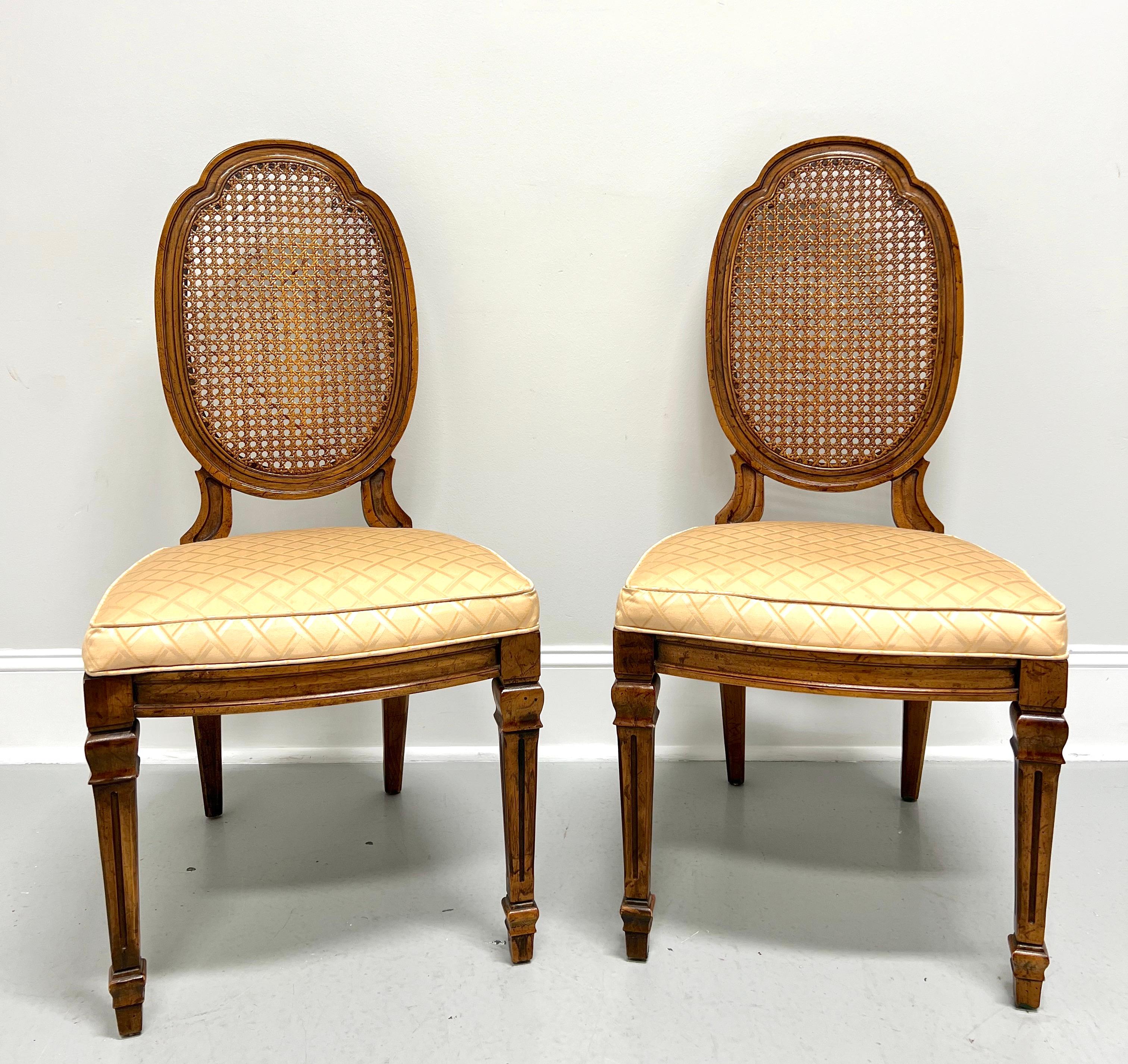 DREXEL HERITAGE Walnut & Cane French Louis XVI Dining Side Chairs - Pair A For Sale 5