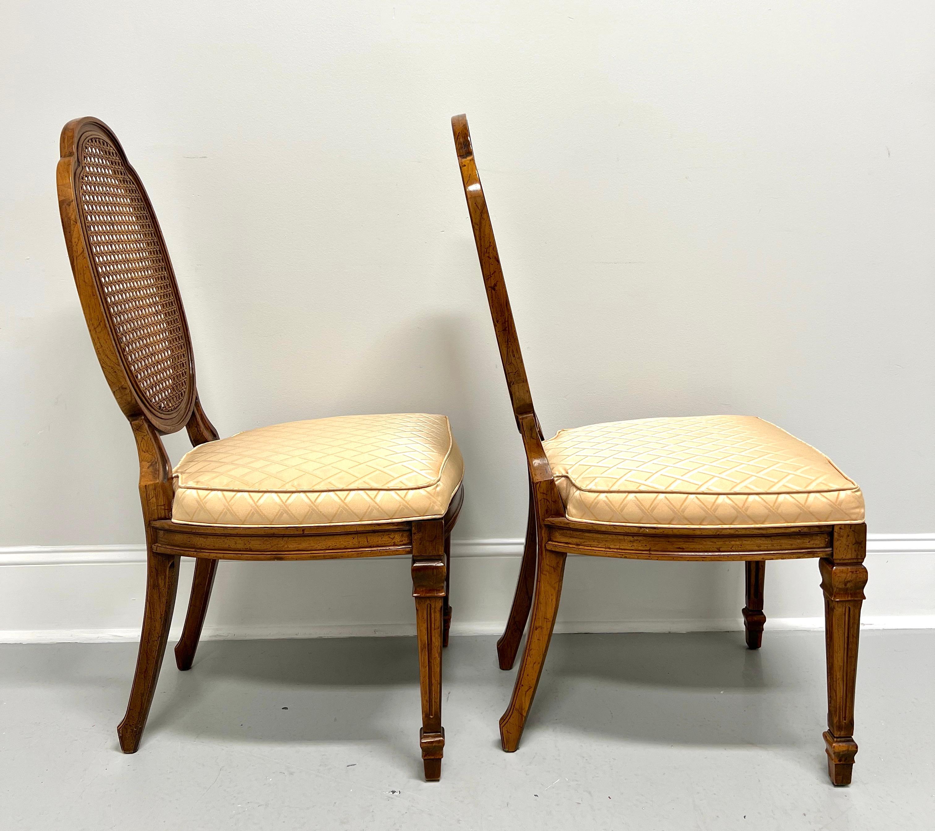 American DREXEL HERITAGE Walnut & Cane French Louis XVI Dining Side Chairs - Pair A For Sale