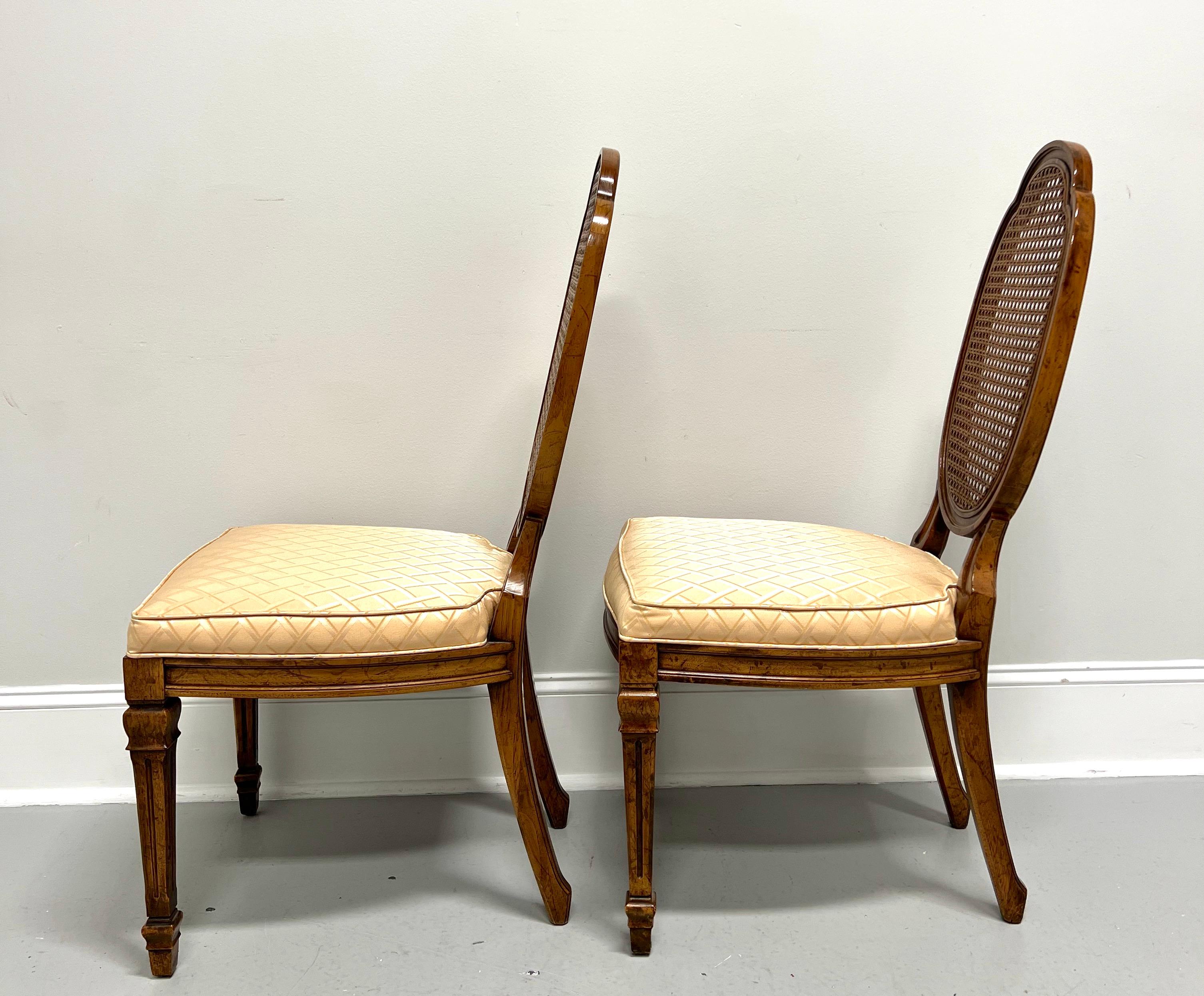 20th Century DREXEL HERITAGE Walnut & Cane French Louis XVI Dining Side Chairs - Pair A For Sale
