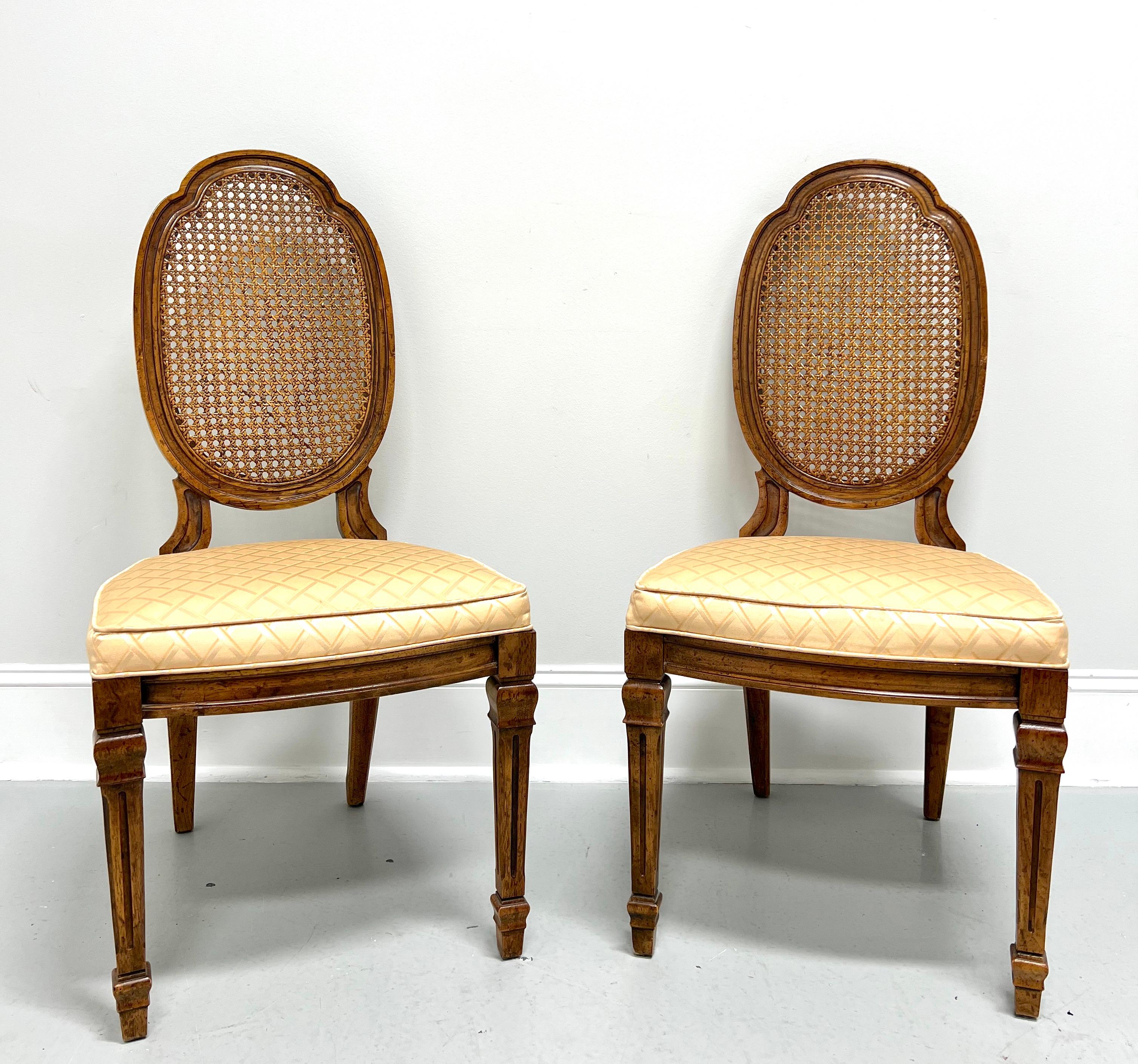DREXEL HERITAGE Walnut & Cane French Louis XVI Dining Side Chairs - Pair B For Sale 5