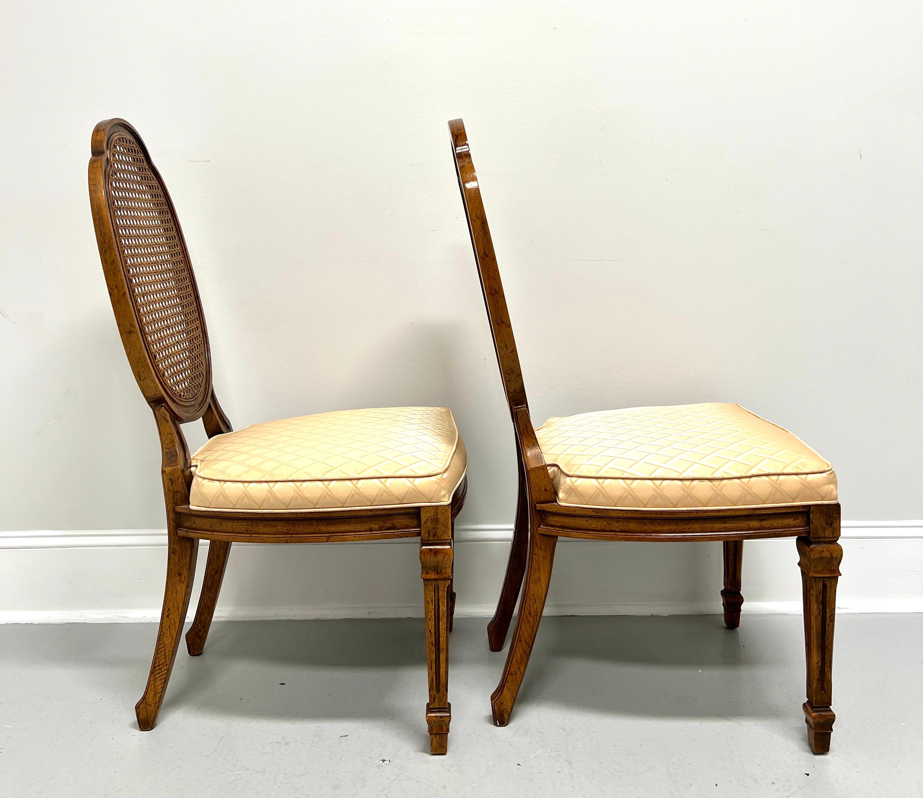 American DREXEL HERITAGE Walnut & Cane French Louis XVI Dining Side Chairs - Pair B For Sale